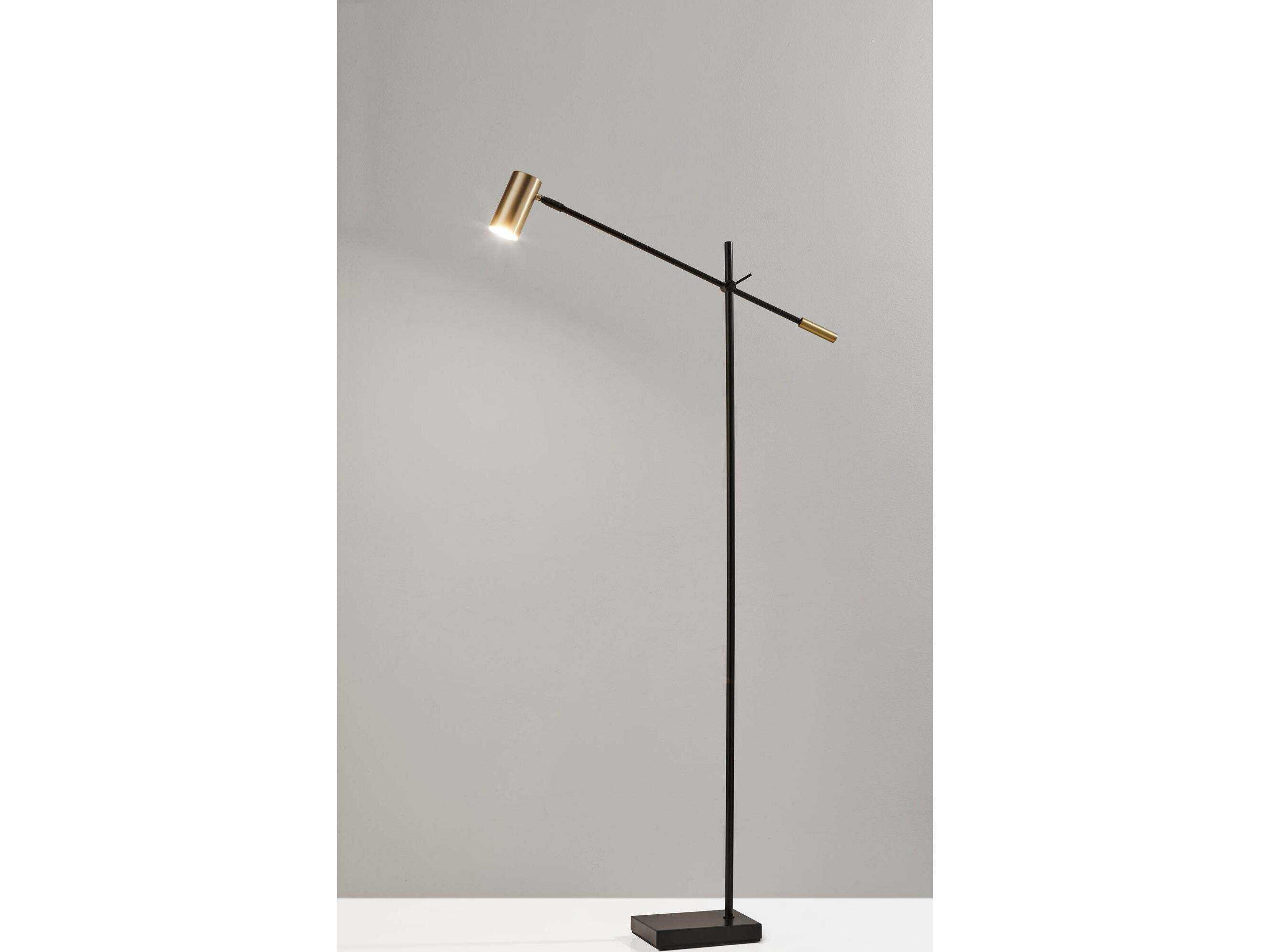 Adesso Collette Black Antique Brass Metal Floor Lamp