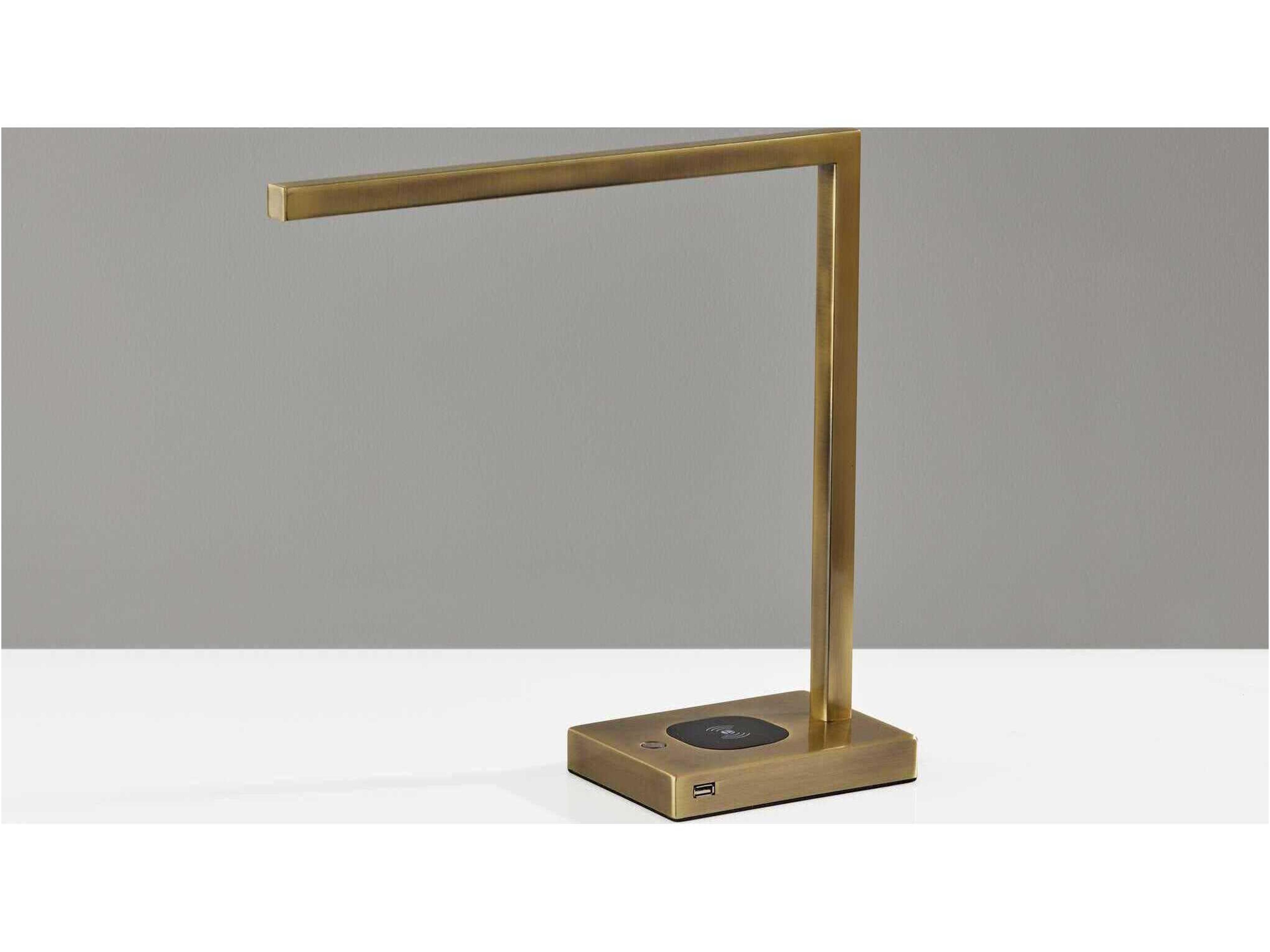 Adesso Aidan Antique Brass Metal With Frosted Plastic Diffuser Desk Lamp