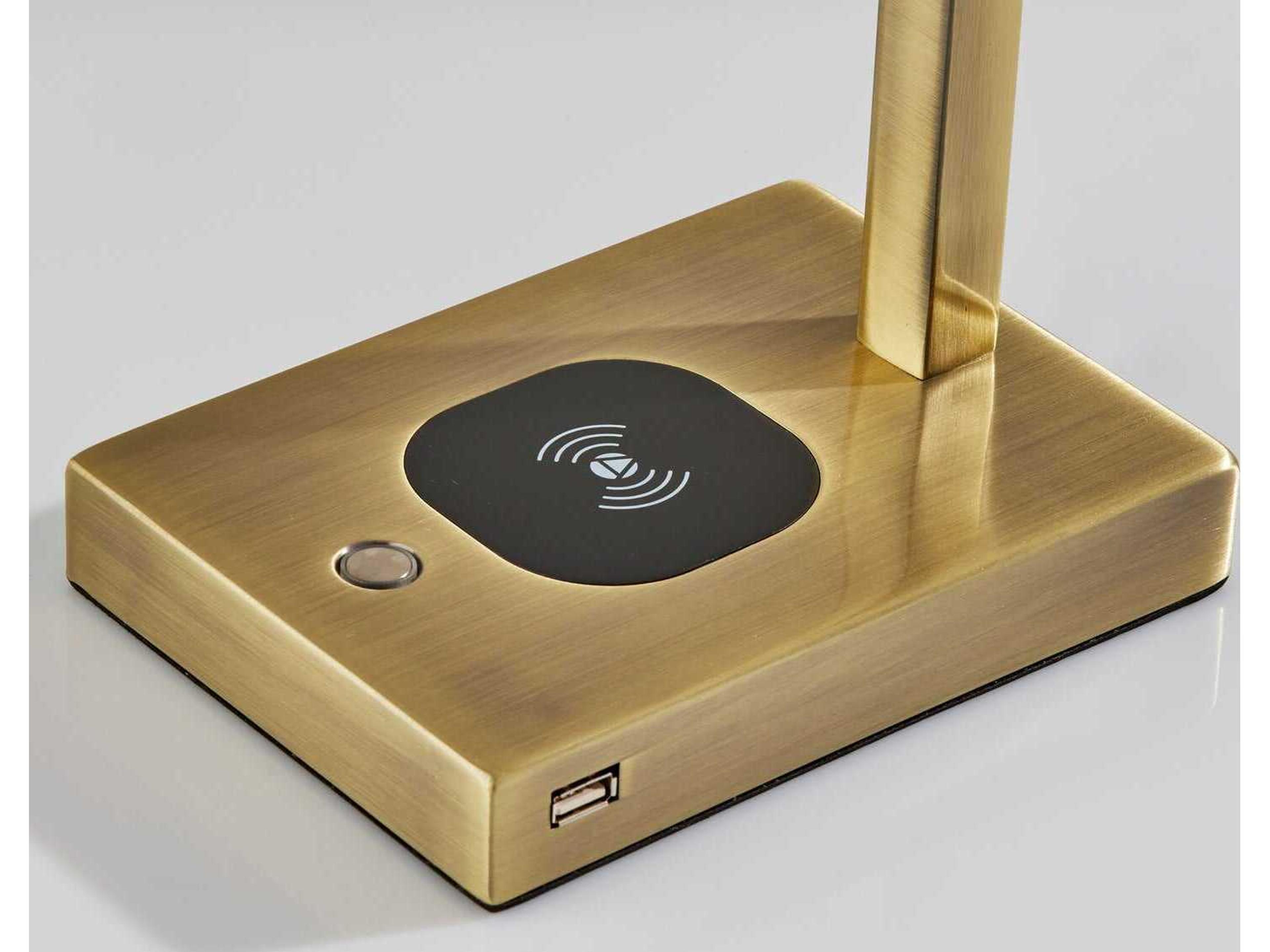 Adesso Aidan Antique Brass Metal With Frosted Plastic Diffuser Desk Lamp