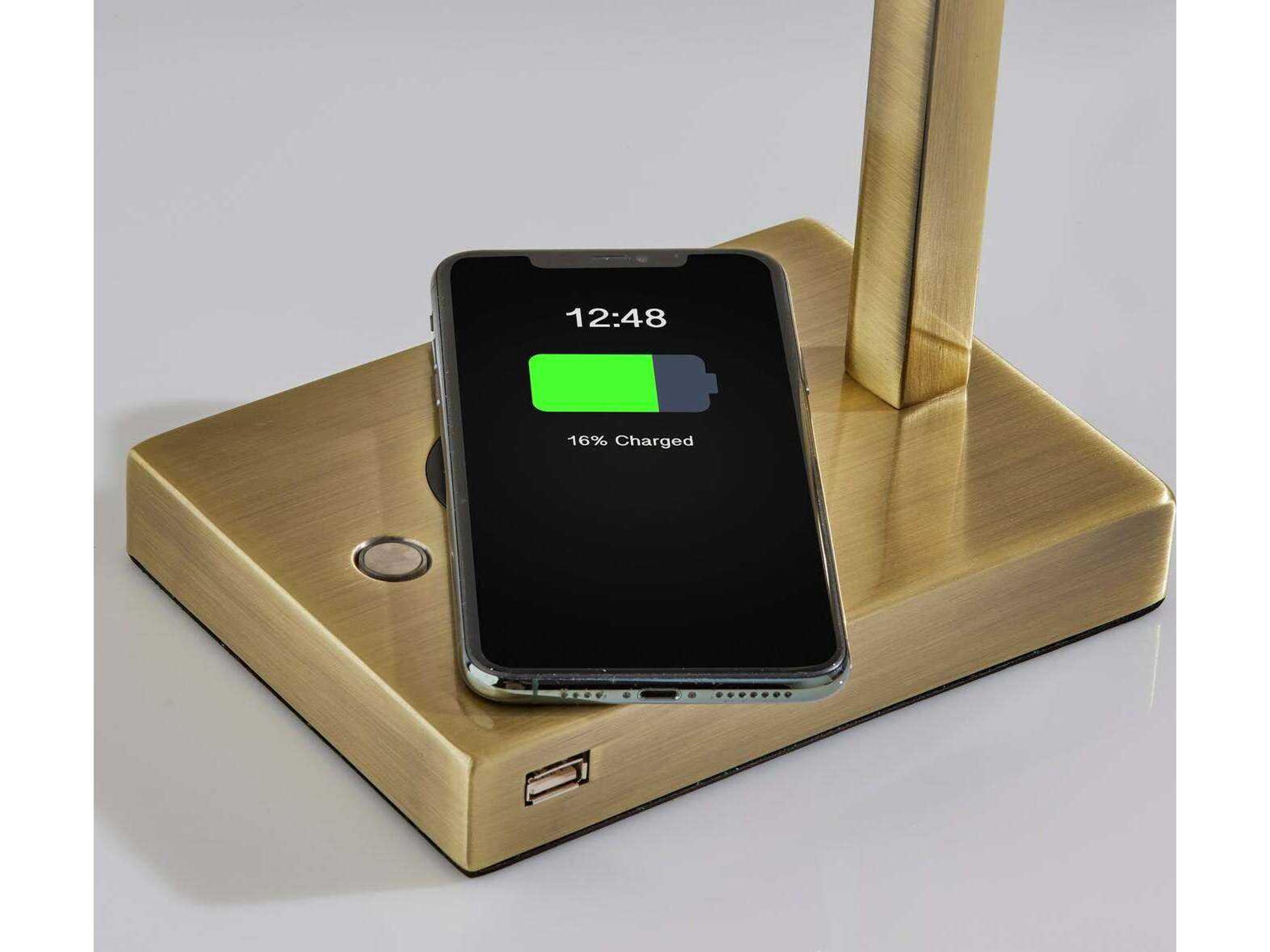 Adesso Aidan Antique Brass Metal With Frosted Plastic Diffuser Desk Lamp