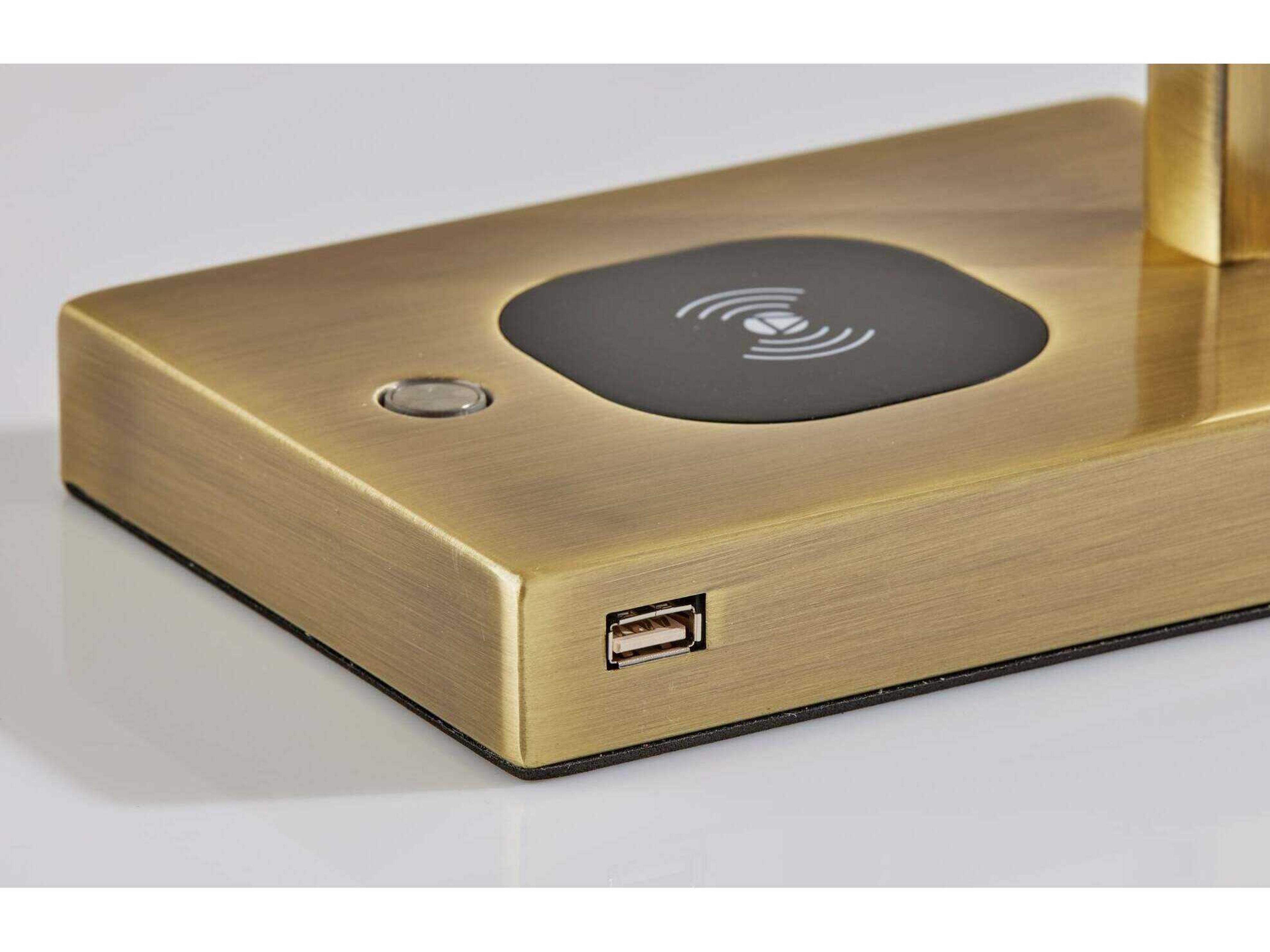 Adesso Aidan Antique Brass Metal With Frosted Plastic Diffuser Desk Lamp