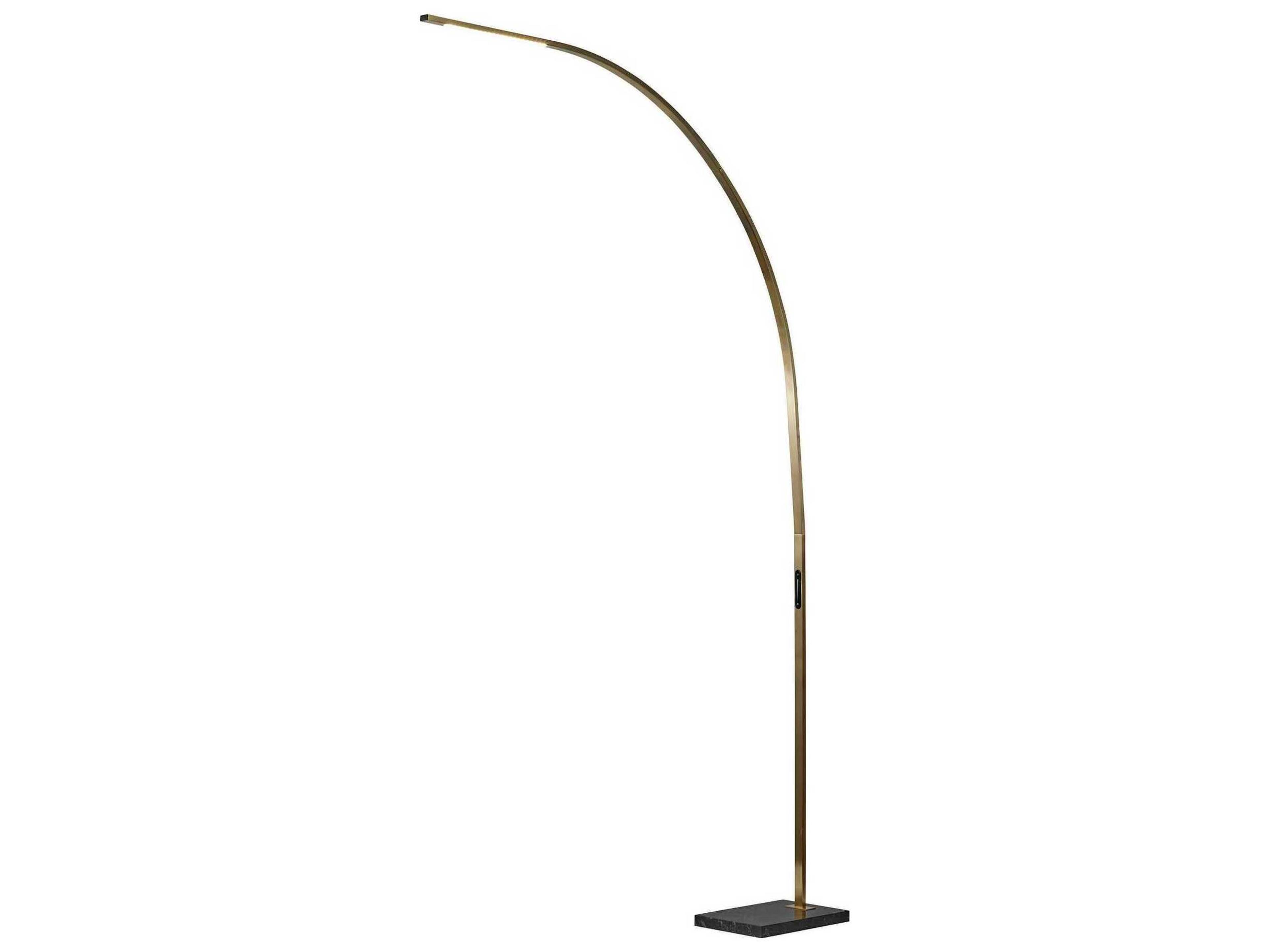 Sonic LED Arc Floor Lamp in Antique Brass