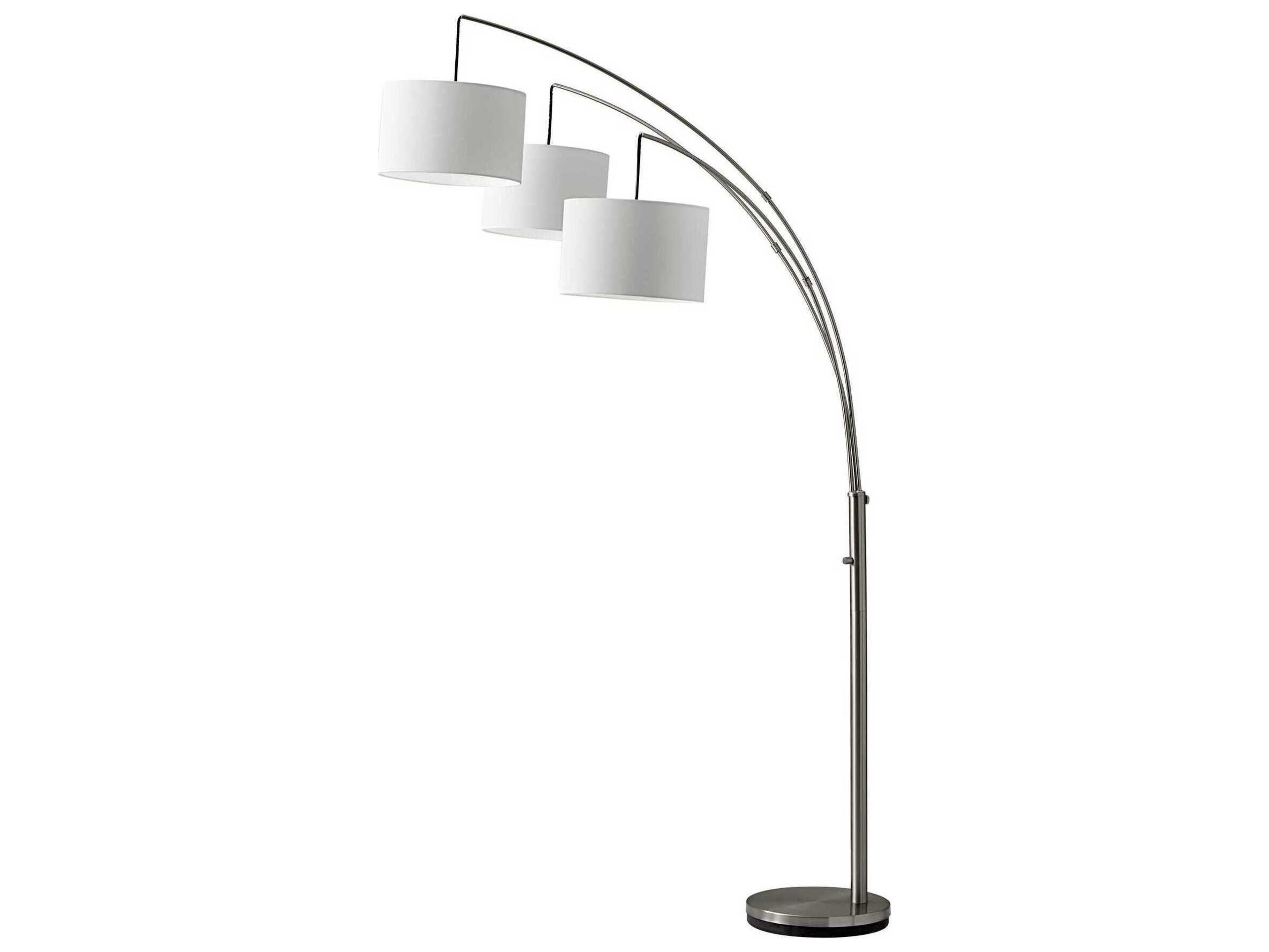 Adesso Trinity Brushed Steel White Linen Floor Lamp
