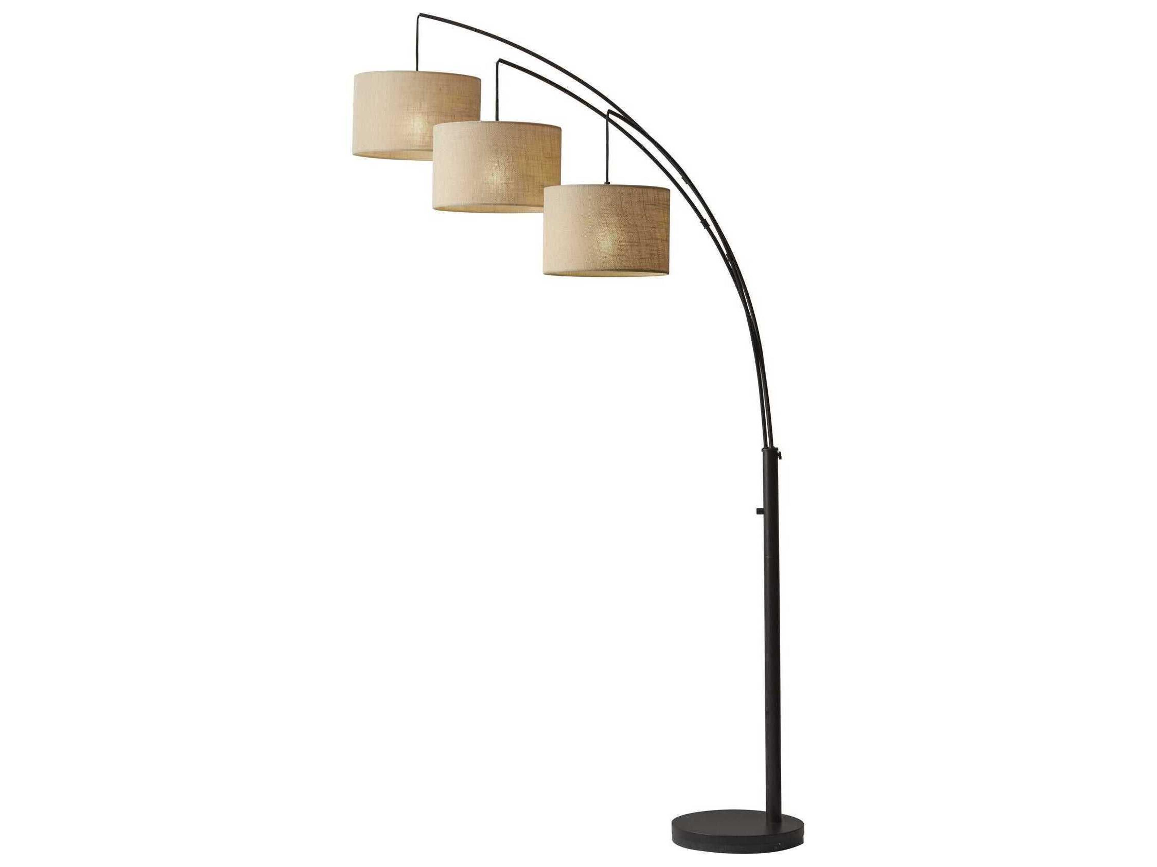 Adesso Trinity Antique Bronze Brown Burlap Floor Lamp