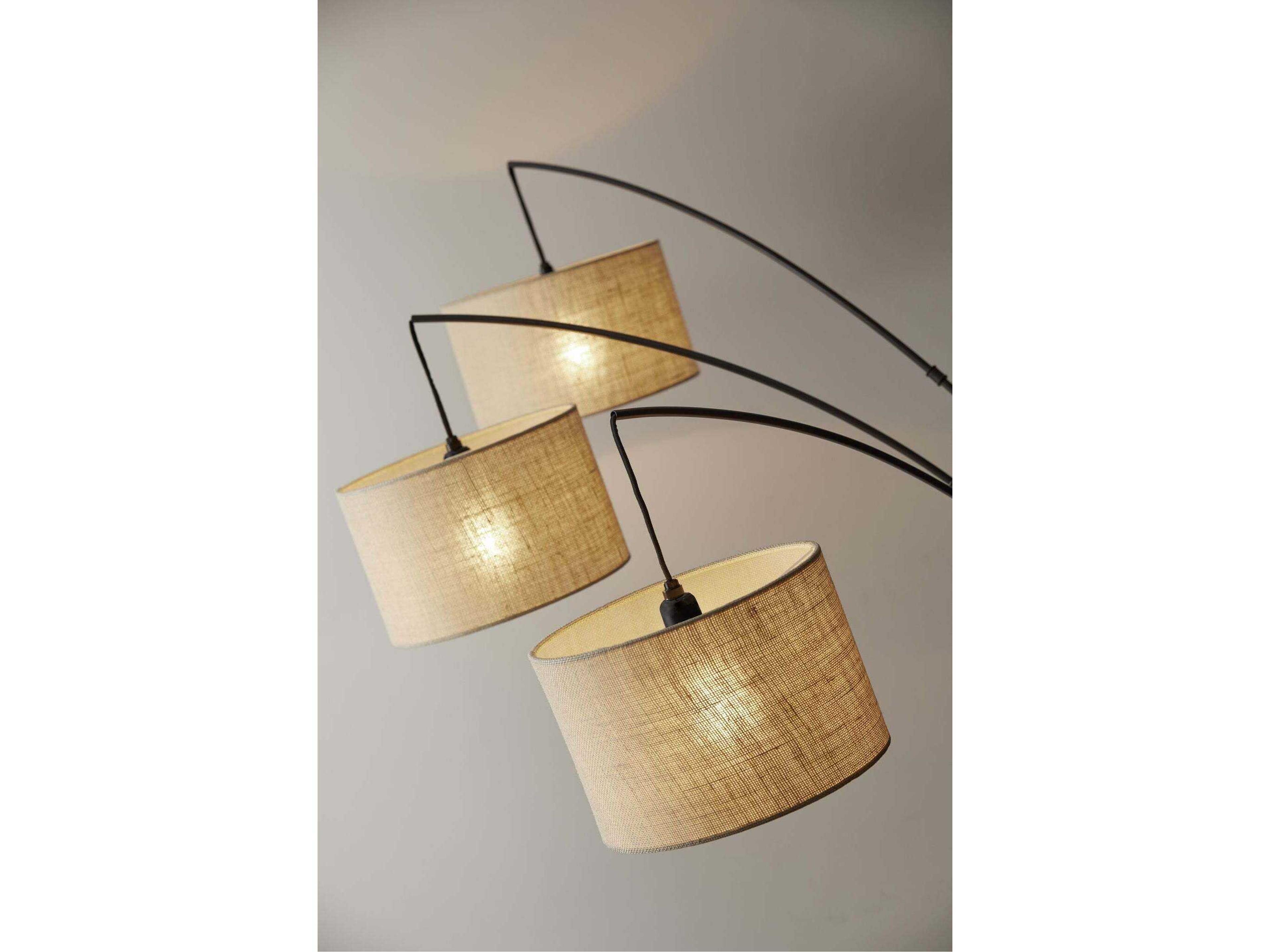 Adesso Trinity Antique Bronze Brown Burlap Floor Lamp