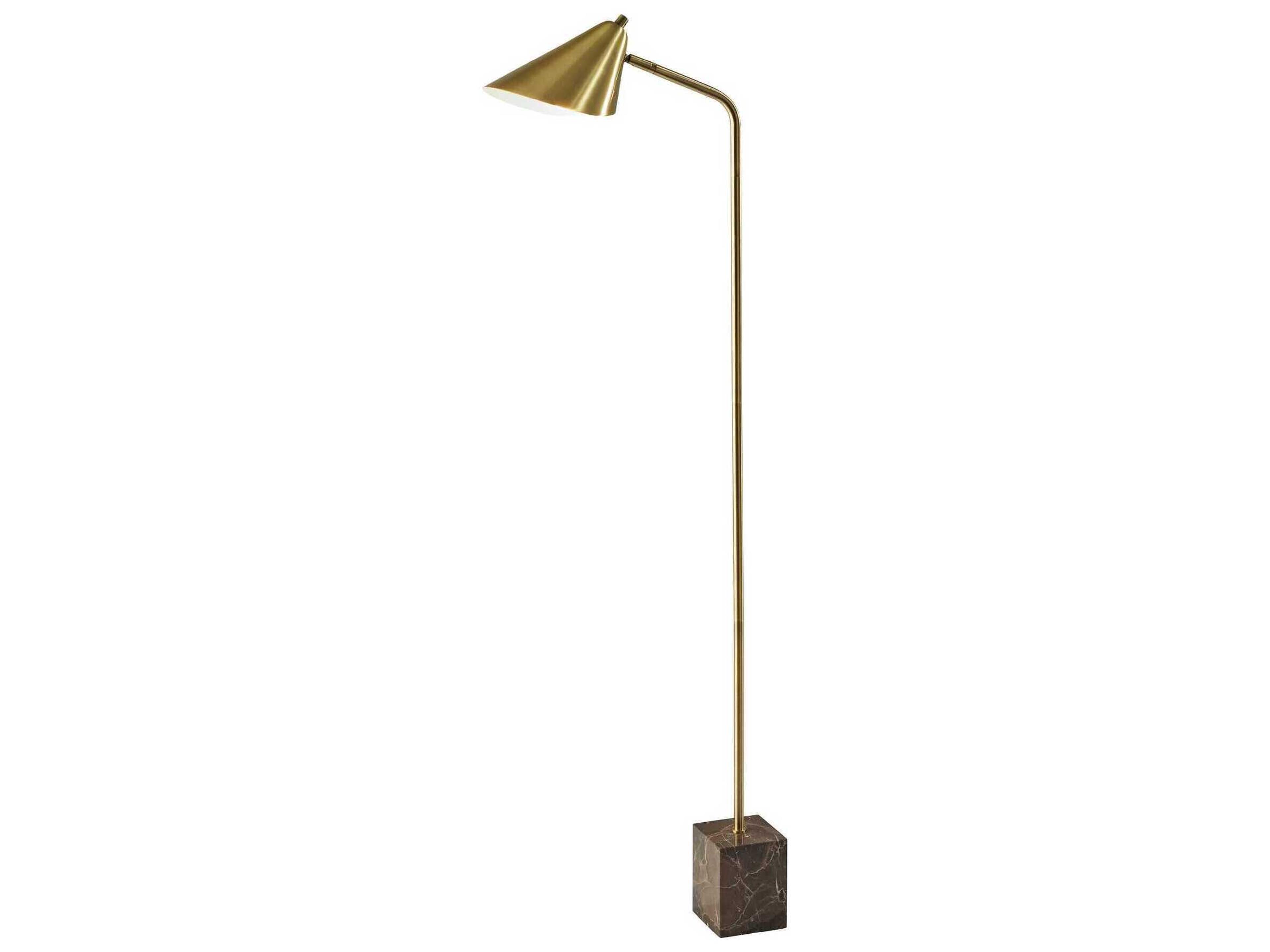 Hawthorne Floor Lamp Antique Brass Brown Marble