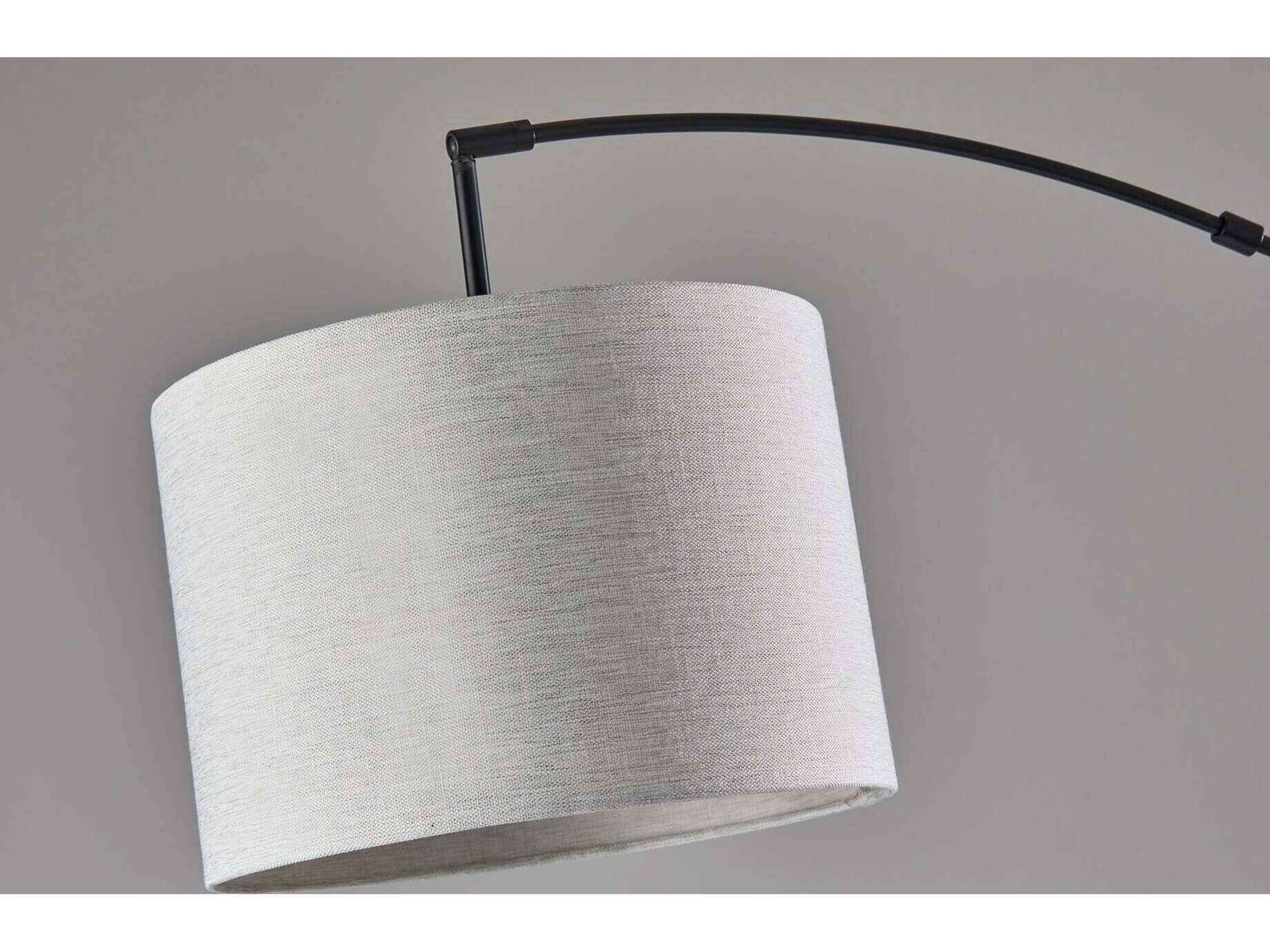 Adesso Bowery Black Taupe Textured Fabric Floor Lamp