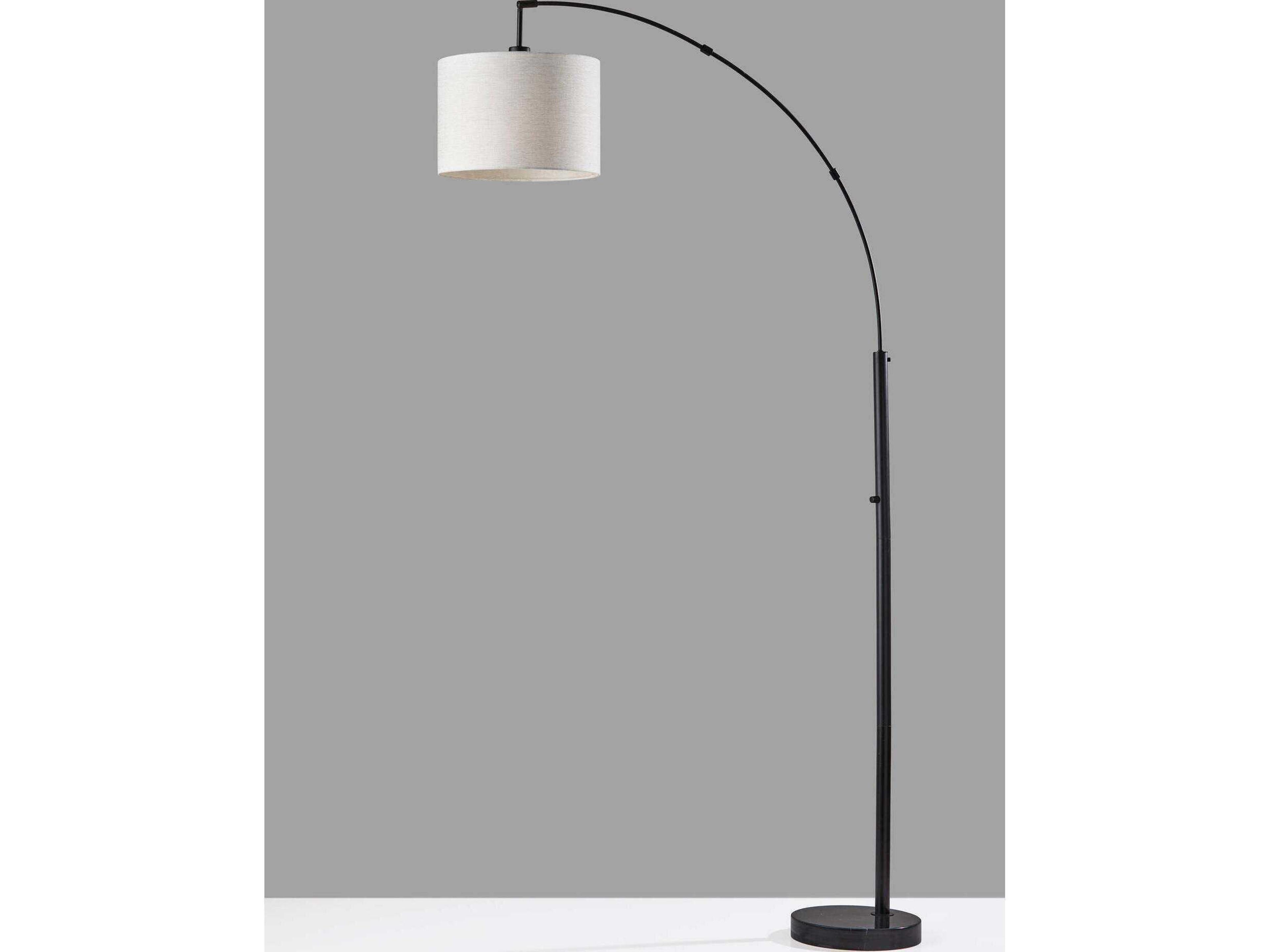 Adesso Bowery Black Taupe Textured Fabric Floor Lamp