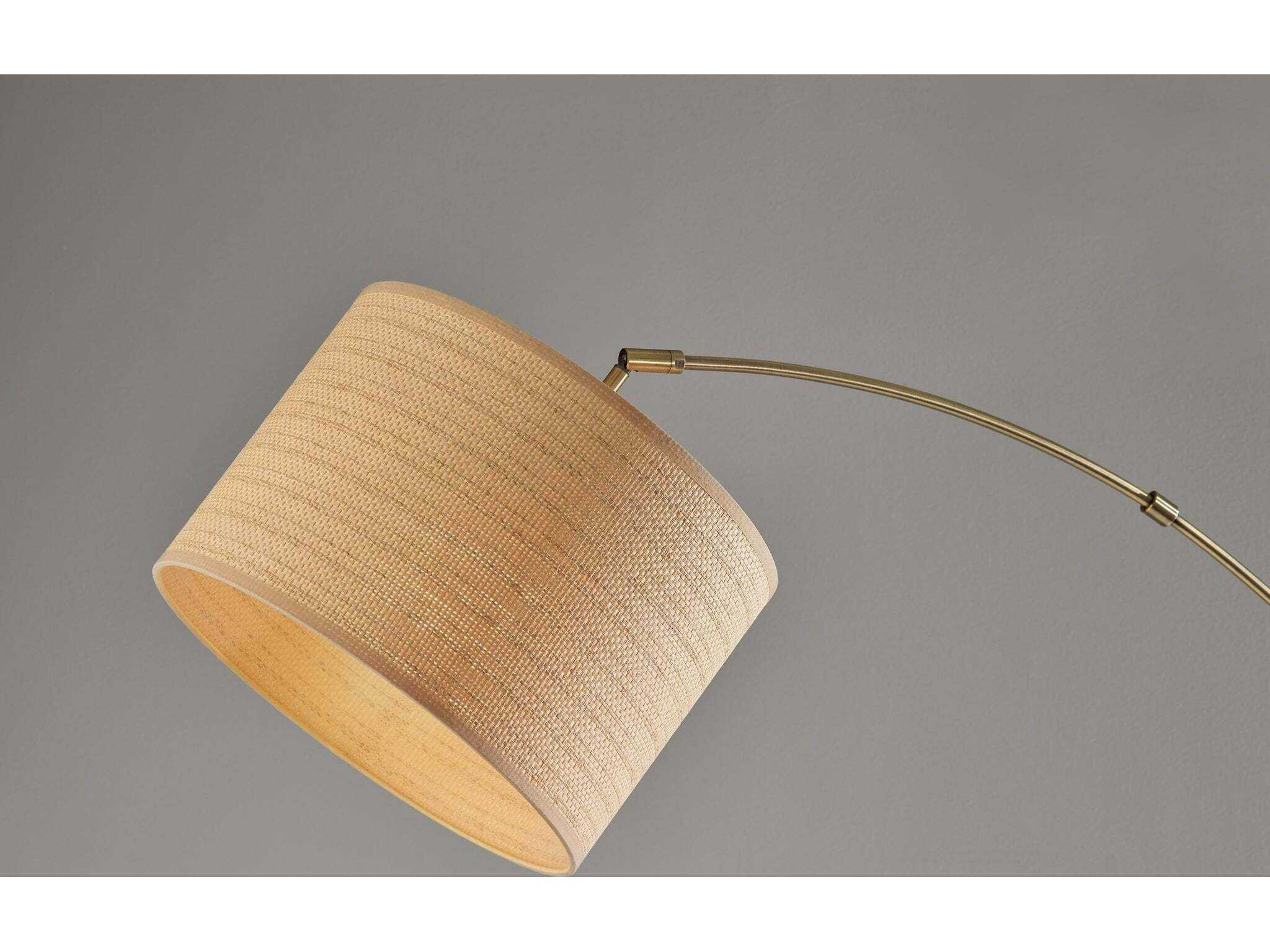 Adesso Bowery Antique Brass Natural Woven With Beige Trim Floor Lamp