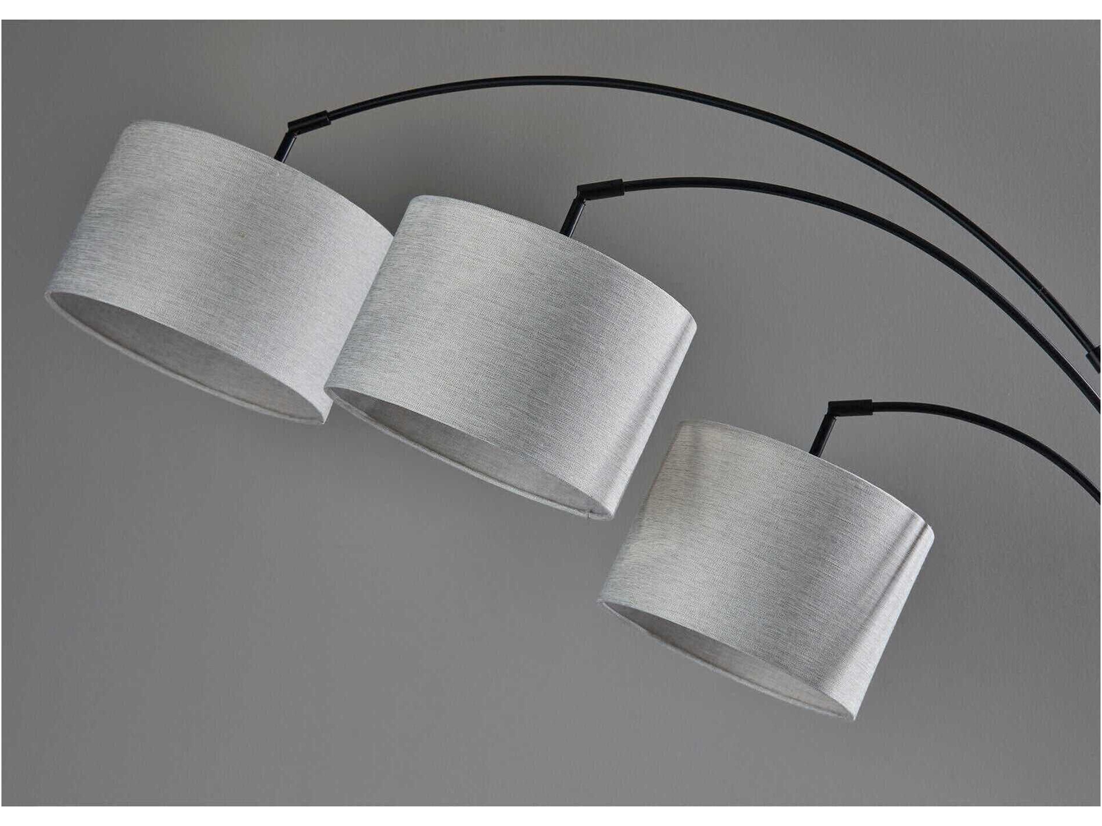 Adesso Bowery Black Taupe Textured Fabric Floor Lamp