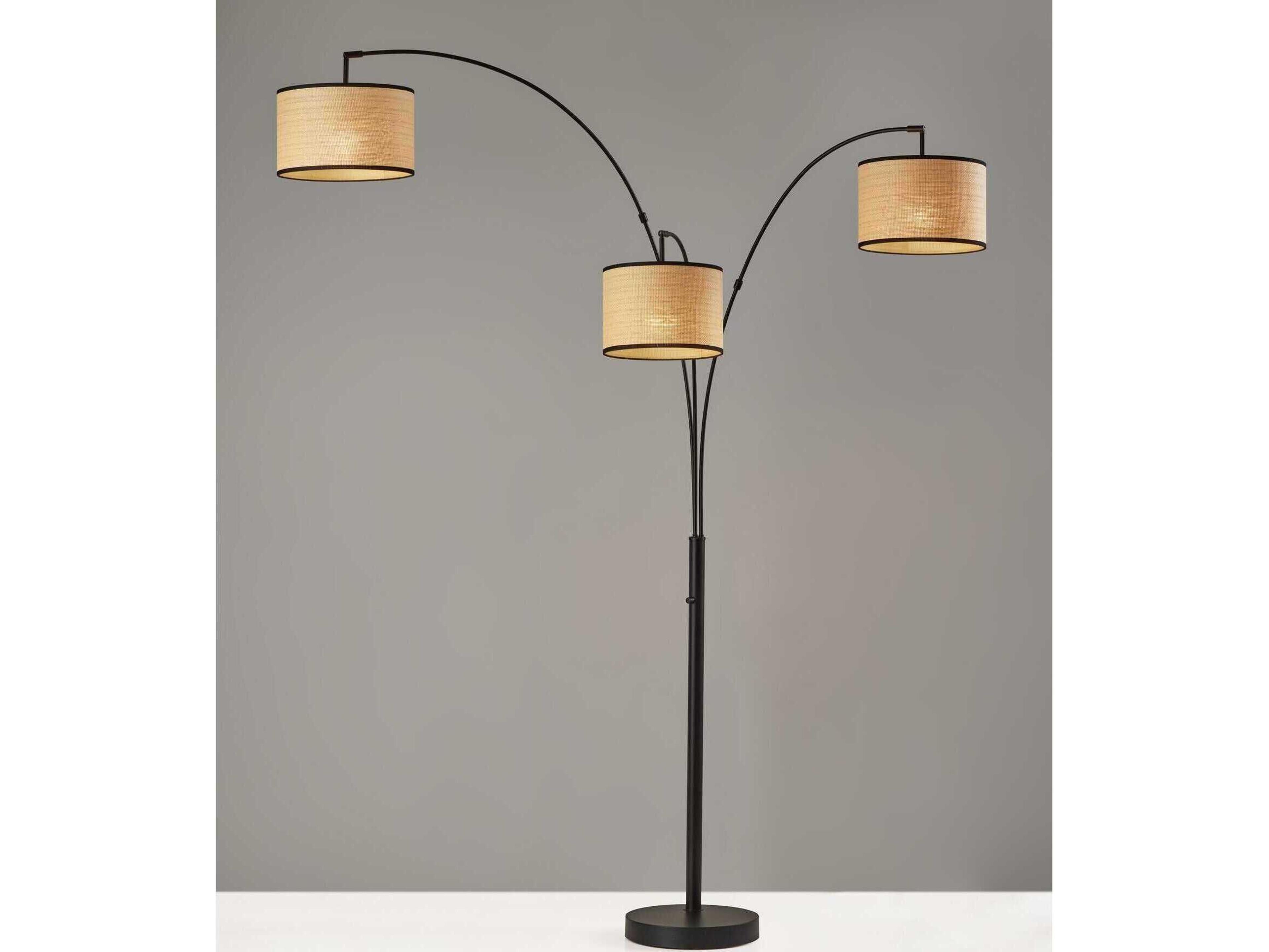 Adesso Bowery Black Natural Woven With Trim Floor Lamp