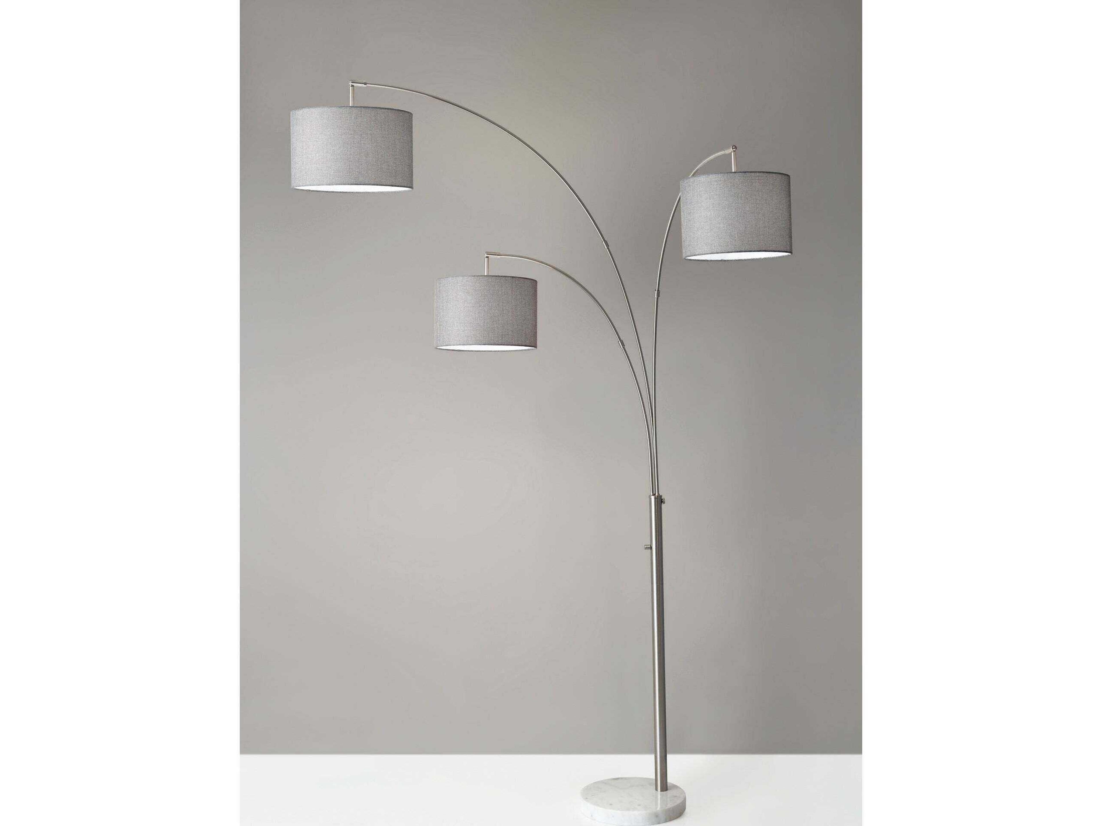 Adesso Bowery Brushed Steel Floor Lamp