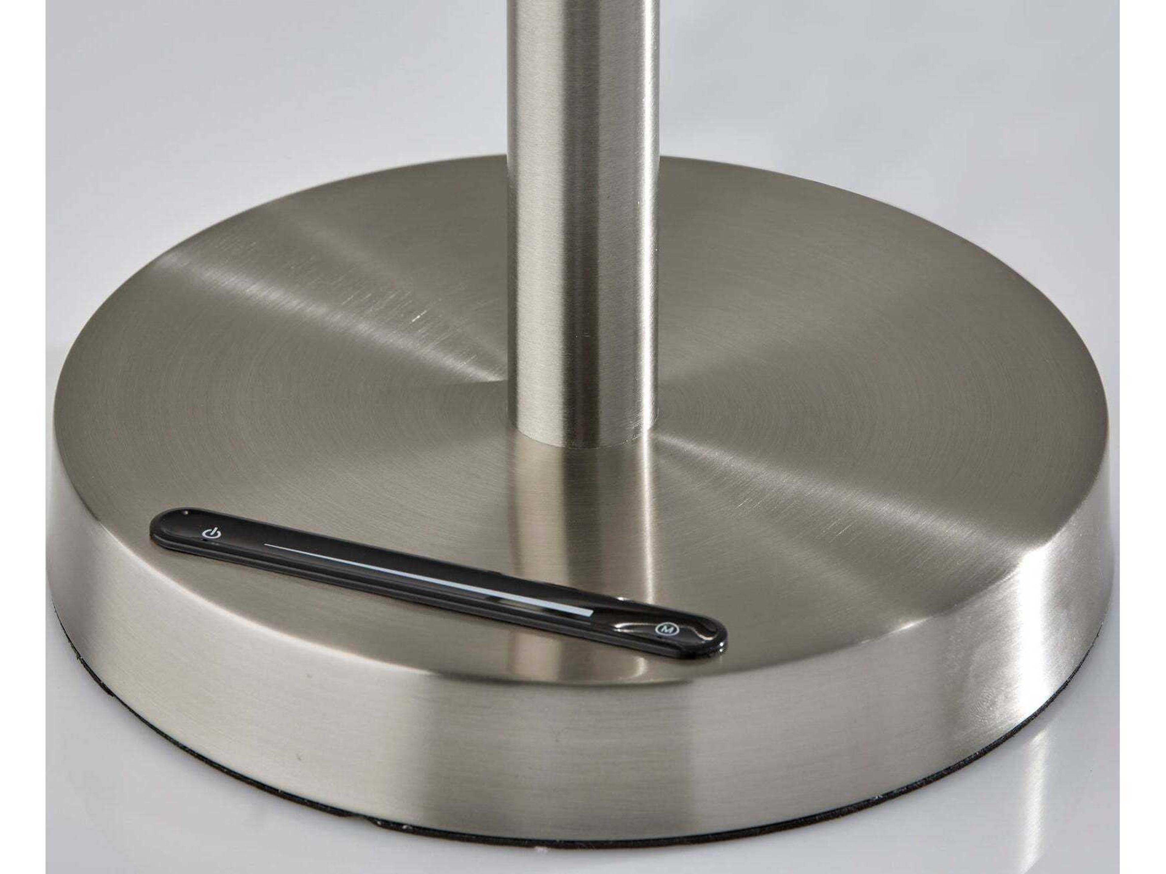 Adesso Cyrus Brushed Steel Frosted Glass Buffet Lamp