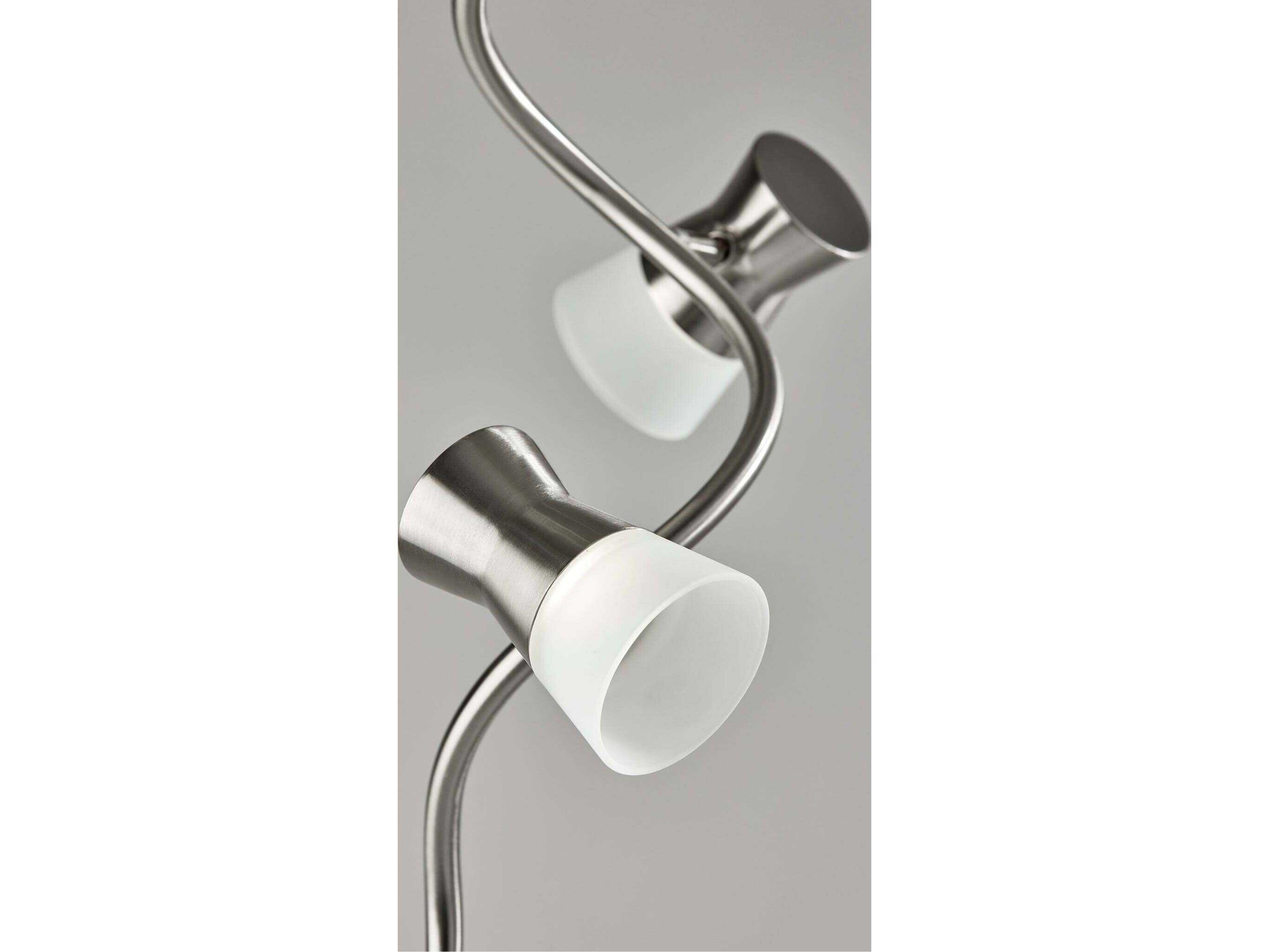 Adesso Cyrus Brushed Steel Frosted Glass Floor Lamp