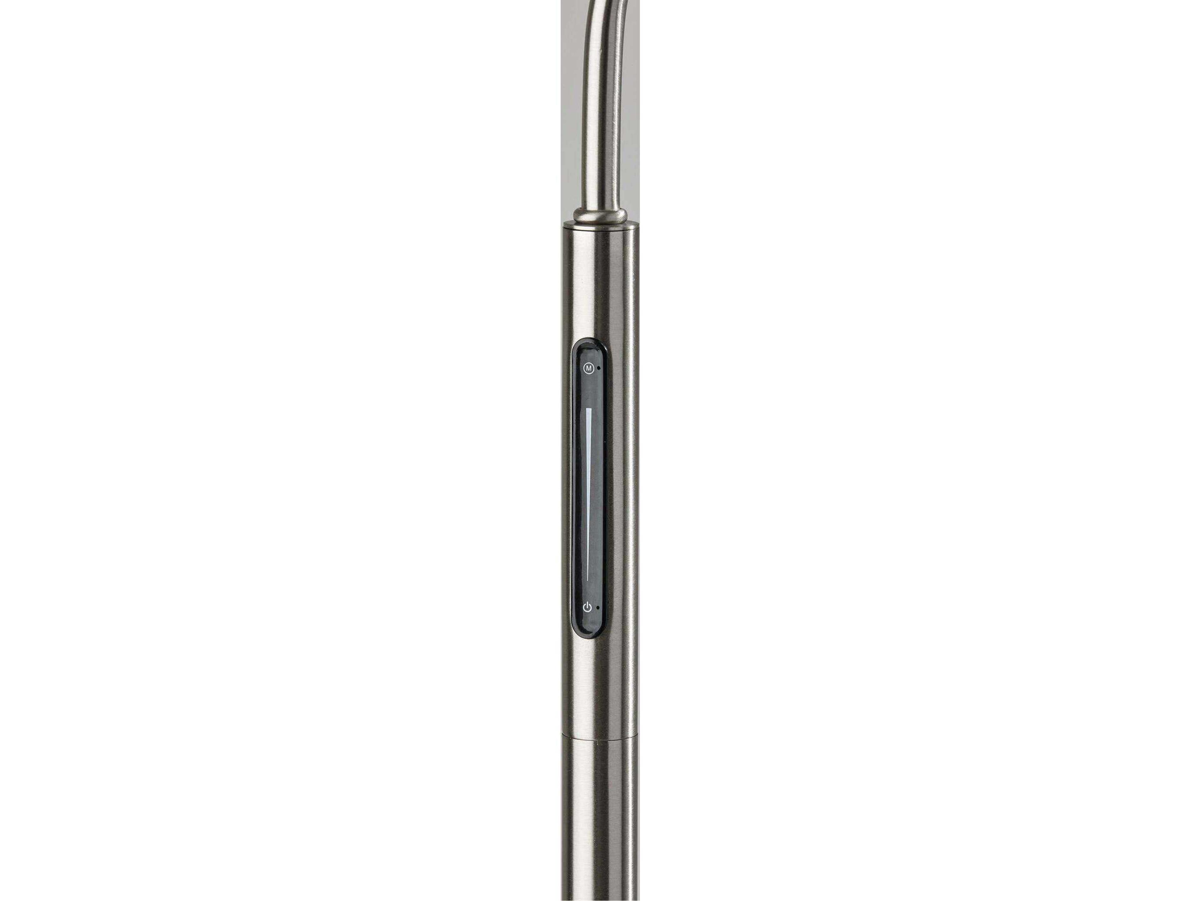Adesso Cyrus Brushed Steel Frosted Glass Floor Lamp