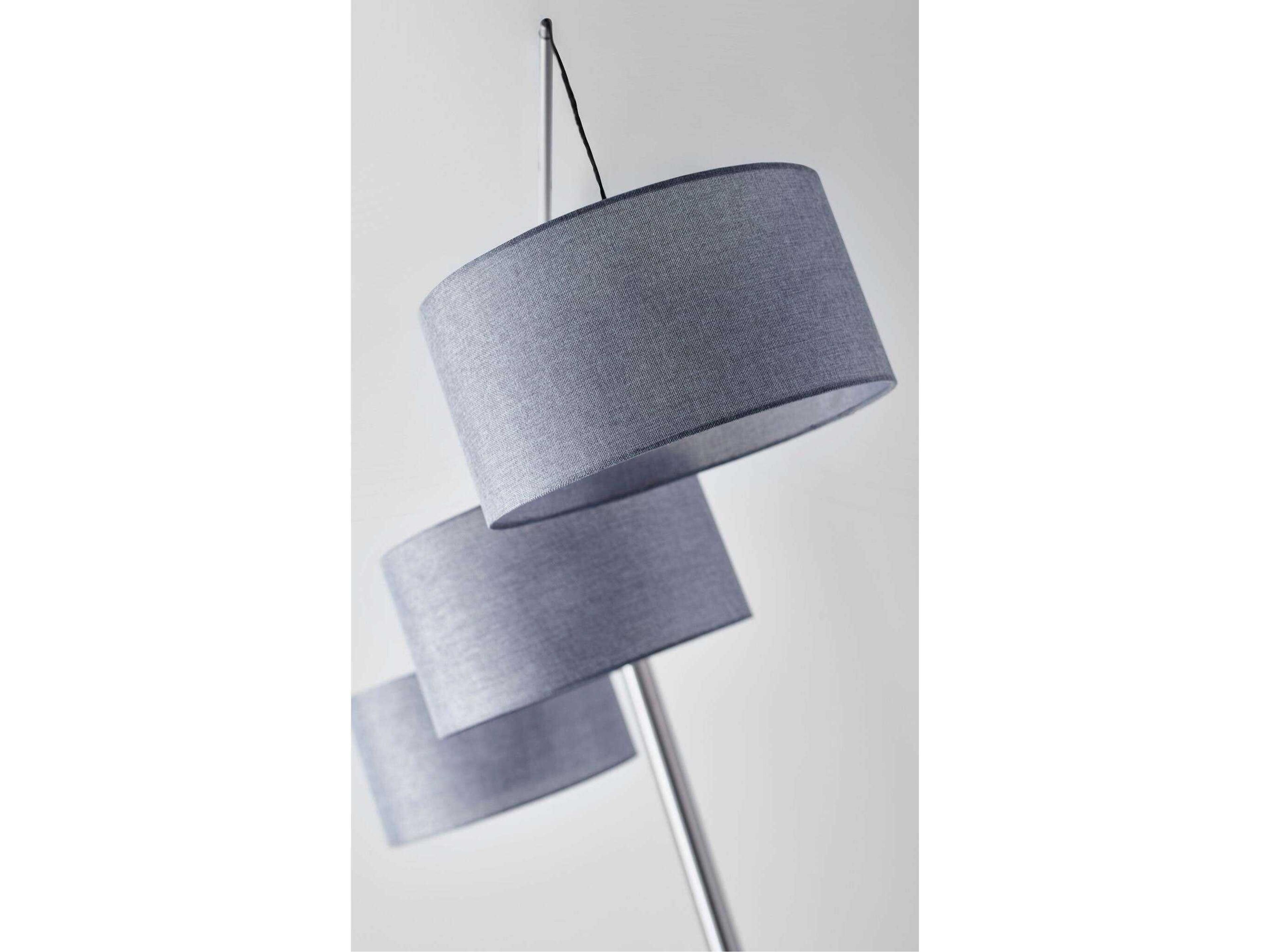 Adesso Wellington Brushed Steel Floor Lamp