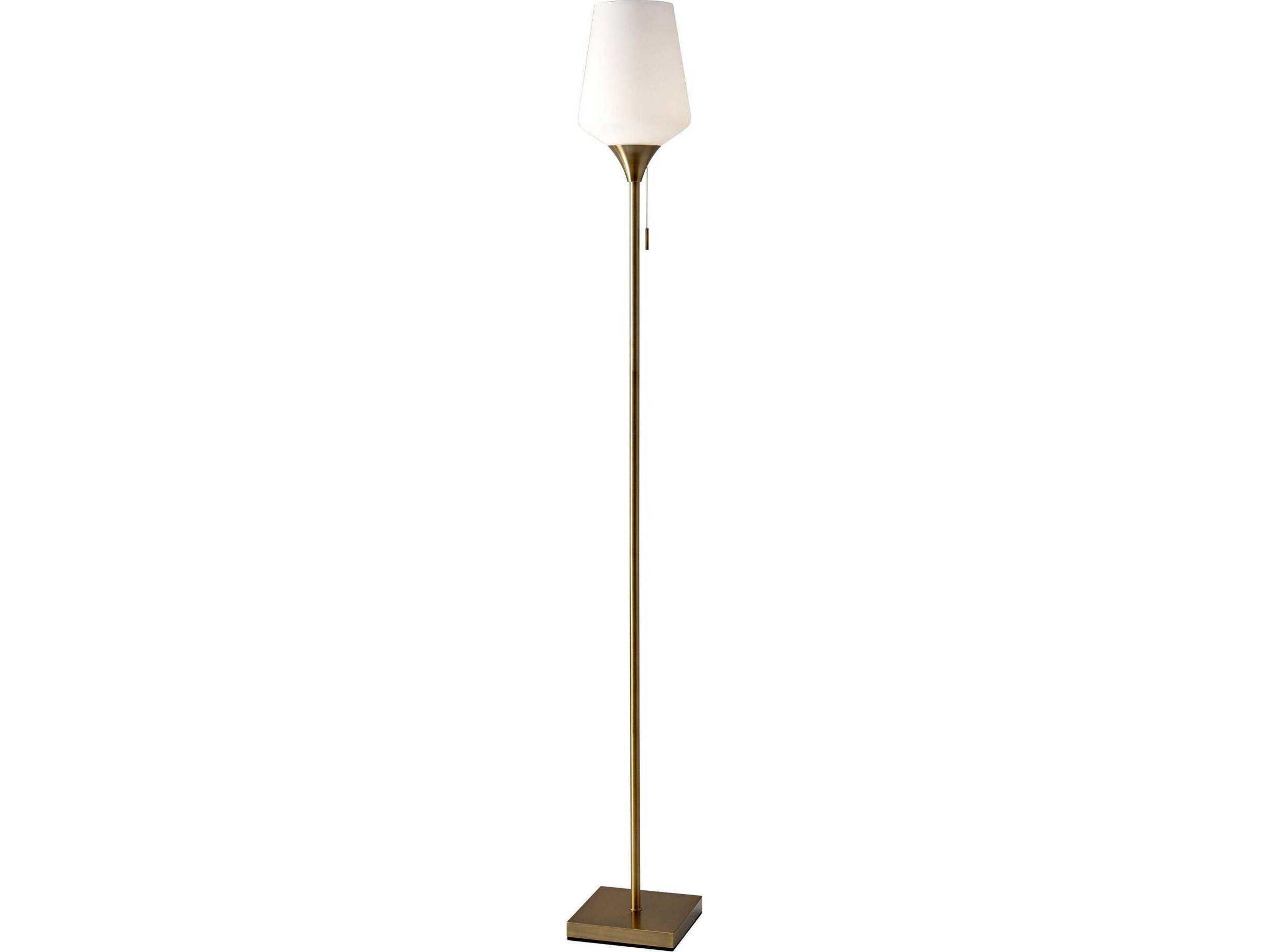Roxy Floor Lamp Antique Brass White Opal Glass