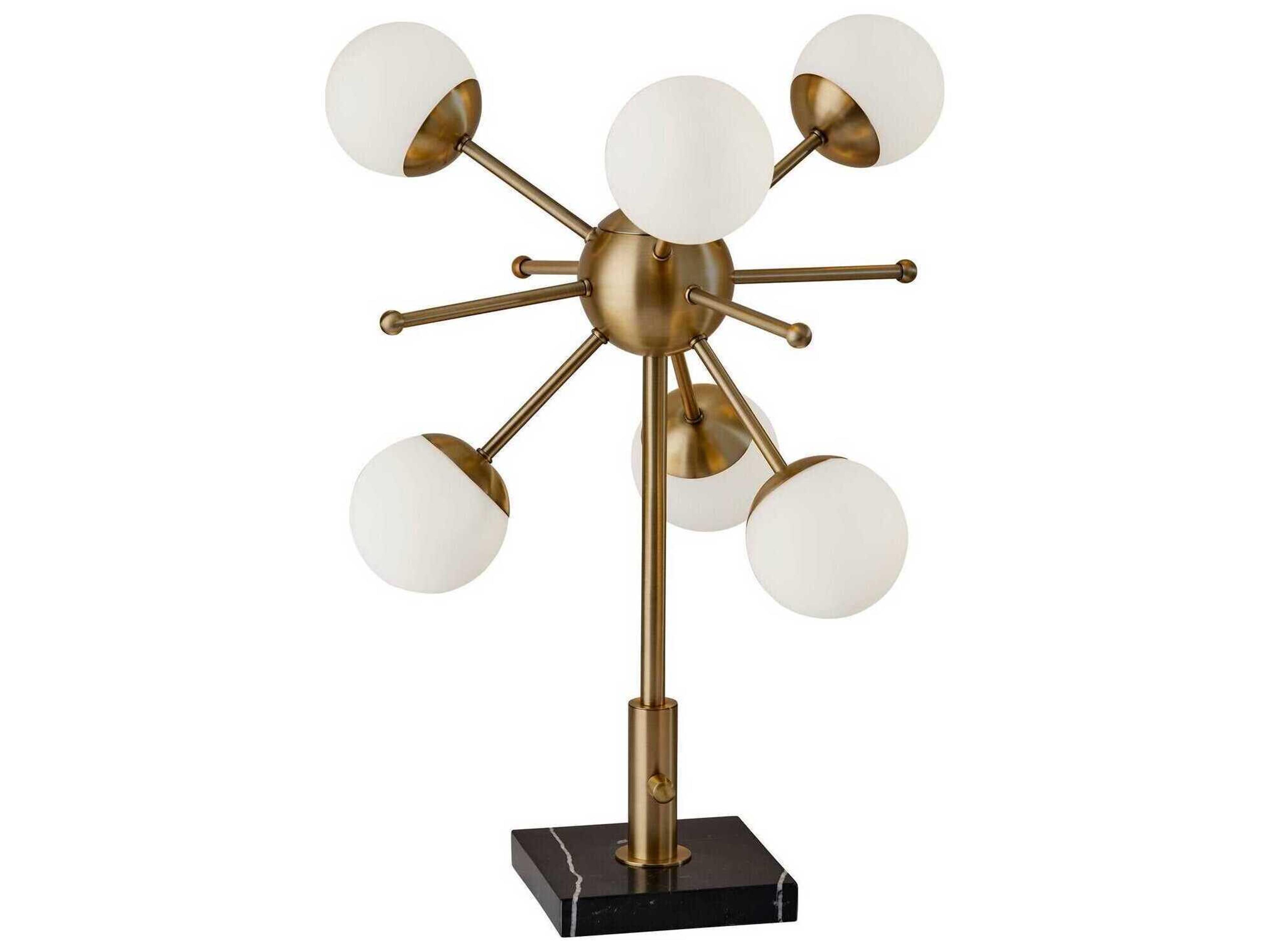 Doppler Table Lamp in Antique Brass with Black Marble Base