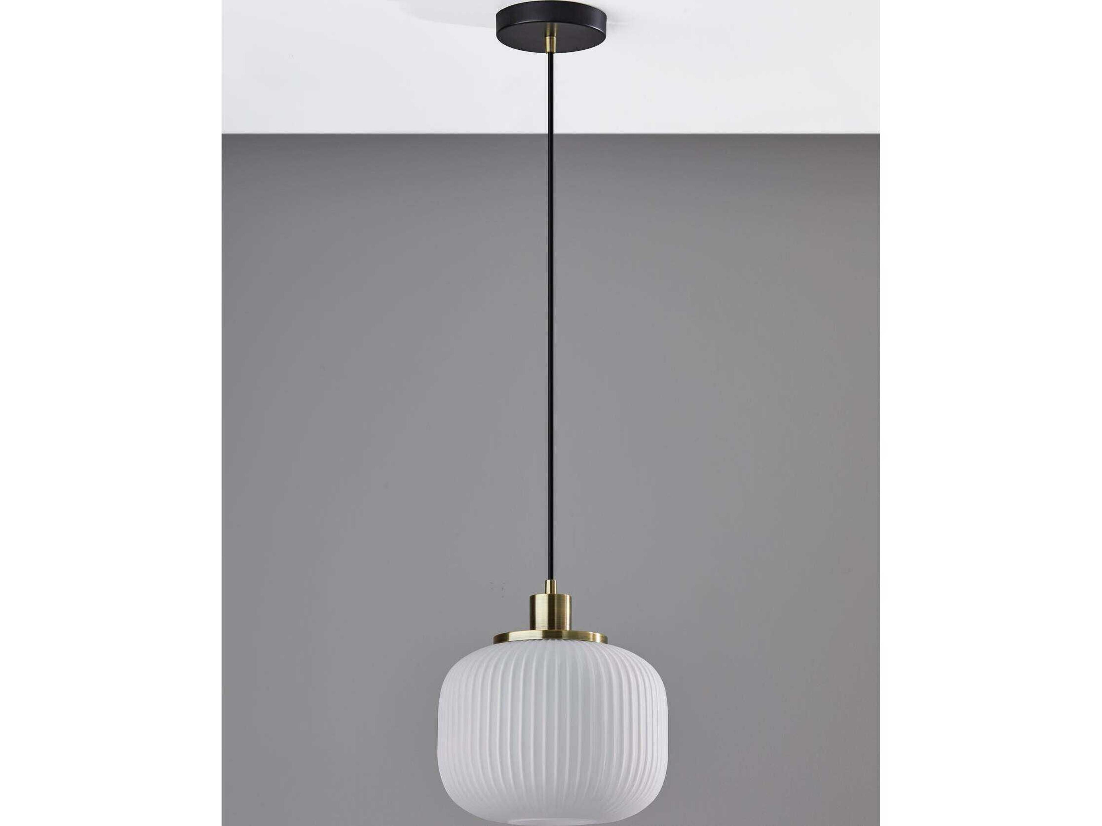 Adesso Hazel Antique Brass Black Round Mini Pendant