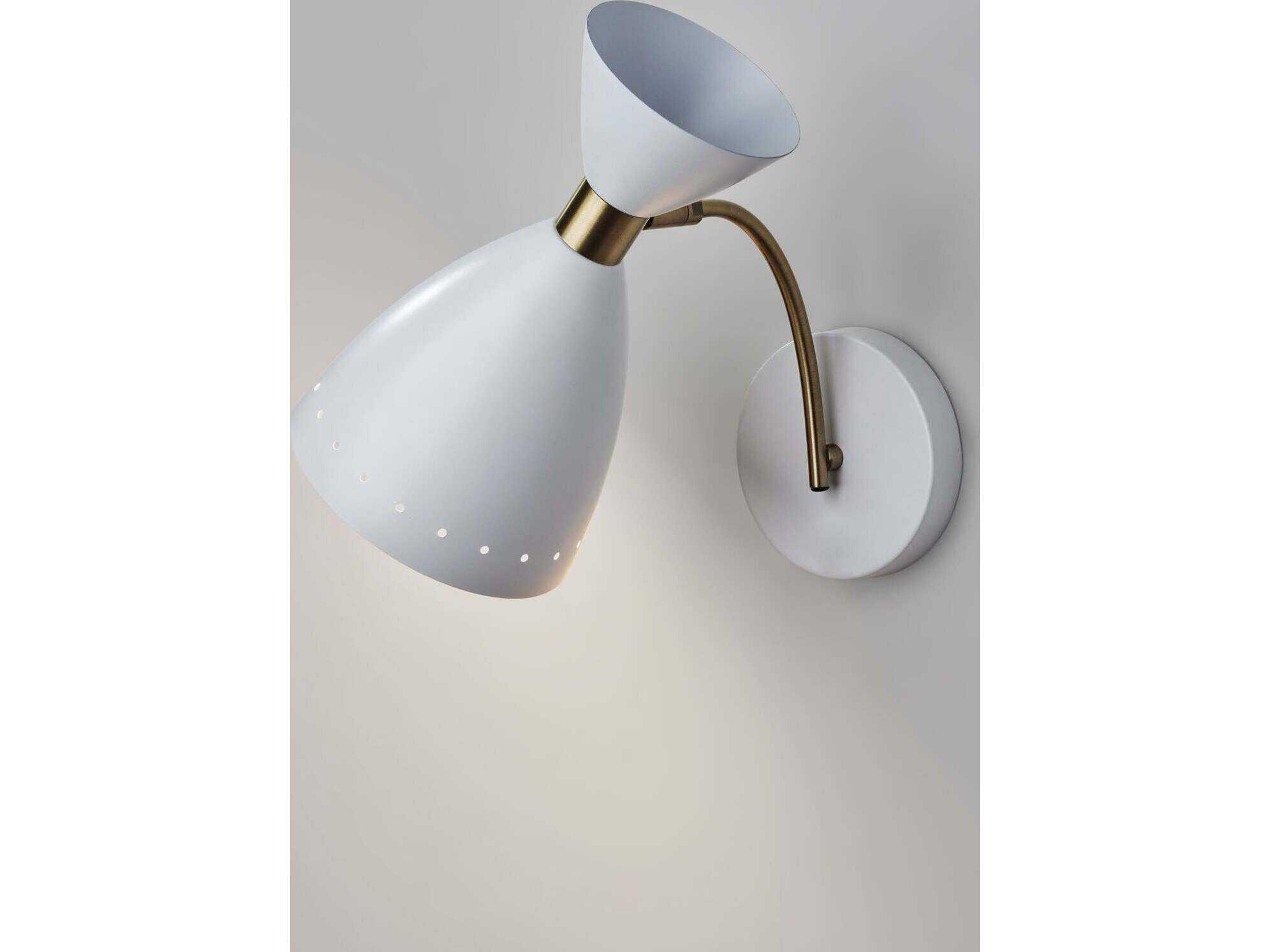 Adesso Oscar White Antique Brass Wall Sconce