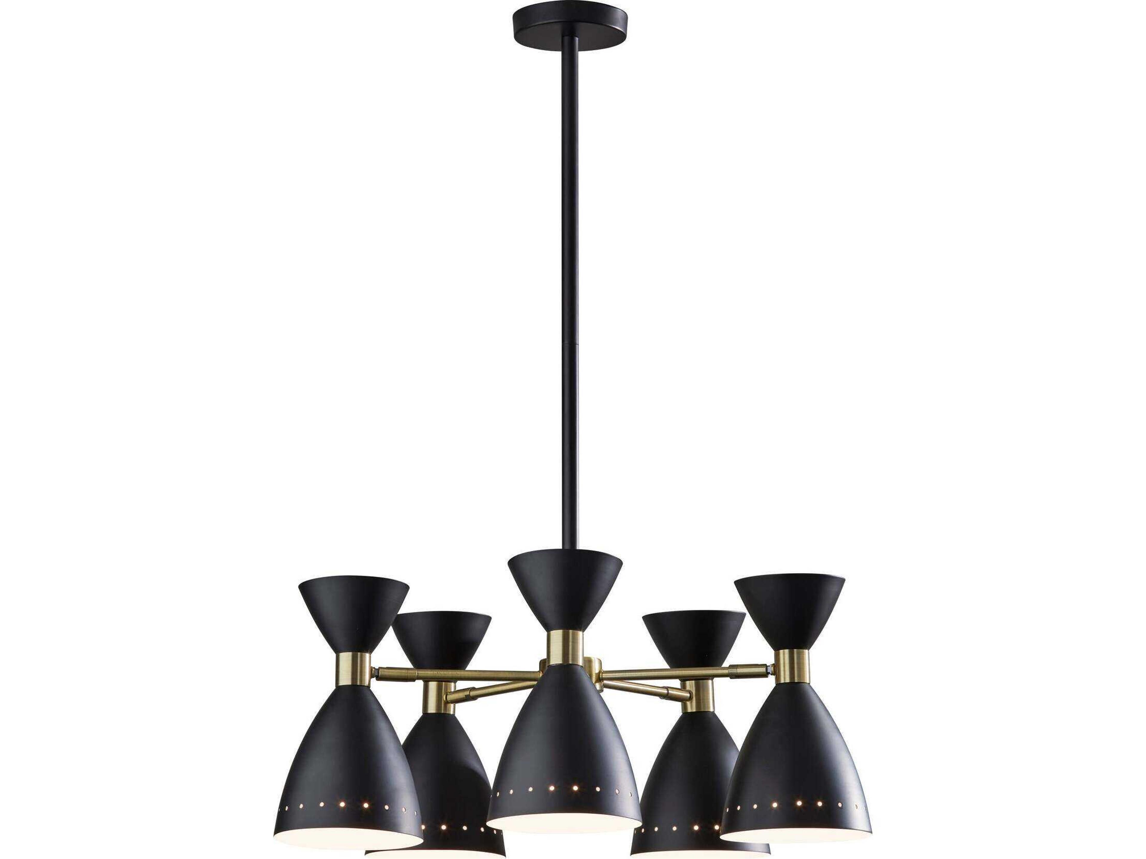 Adesso Oscar 5-Light Black Antique Brass Chandelier