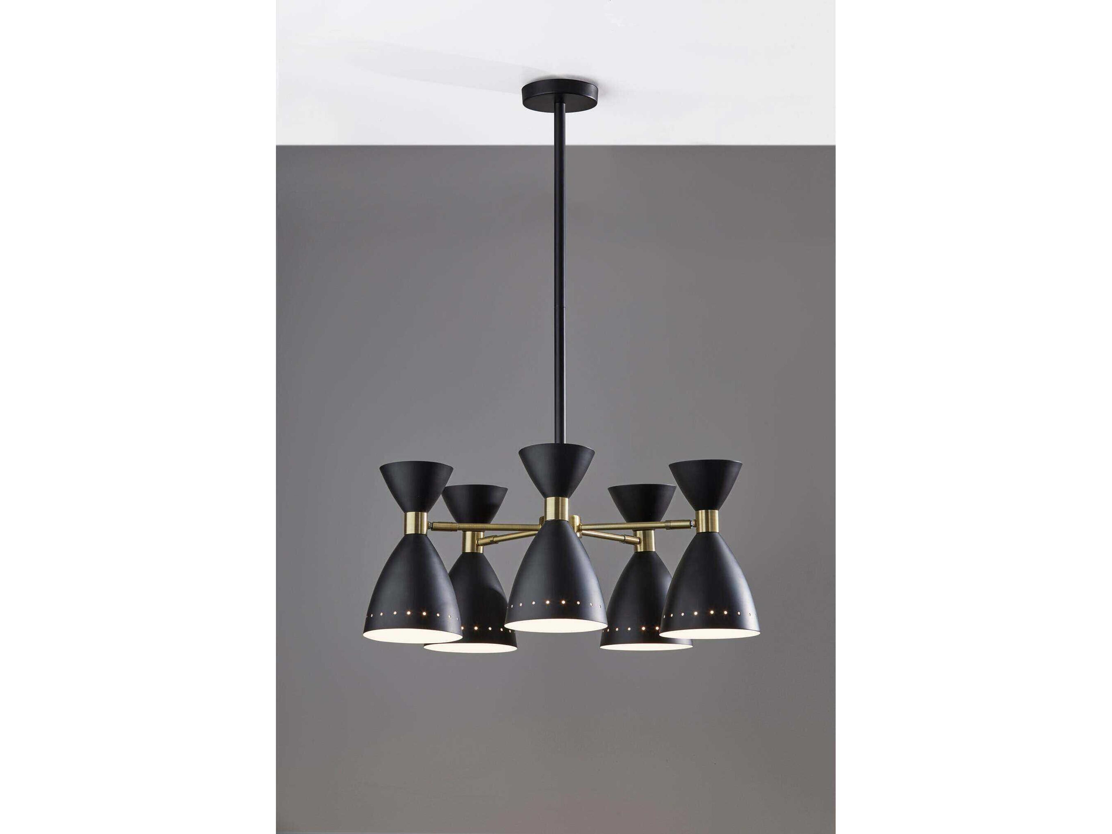 Adesso Oscar 5-Light Black Antique Brass Chandelier