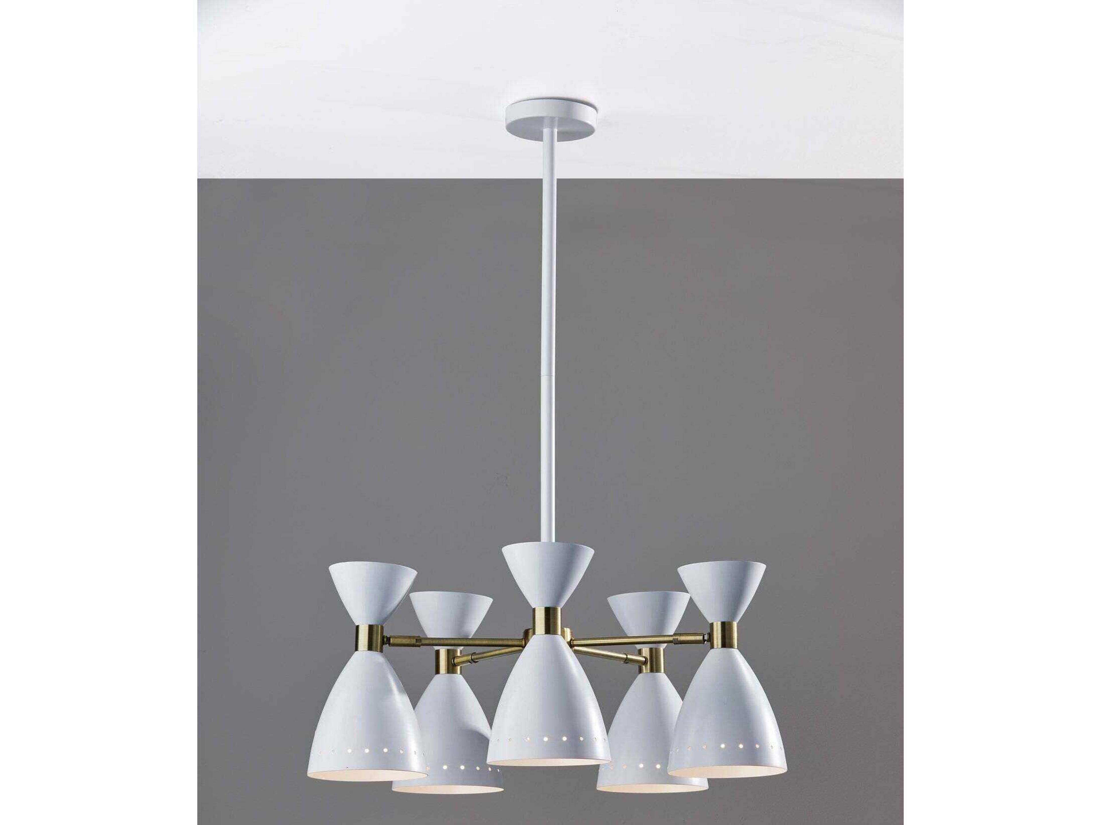 Adesso Oscar 5-Light White Antique Brass Chandelier