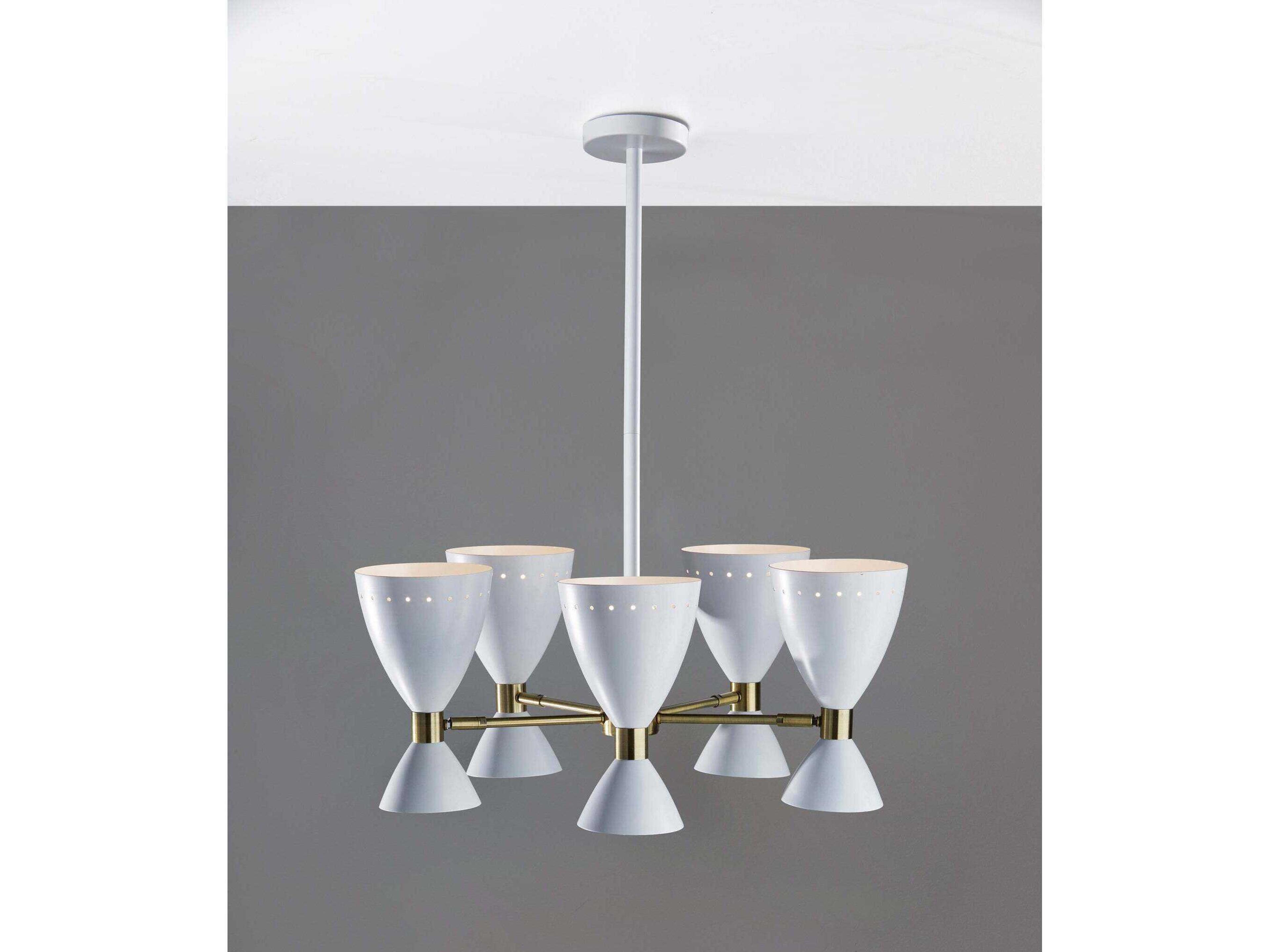 Adesso Oscar 5-Light White Antique Brass Chandelier