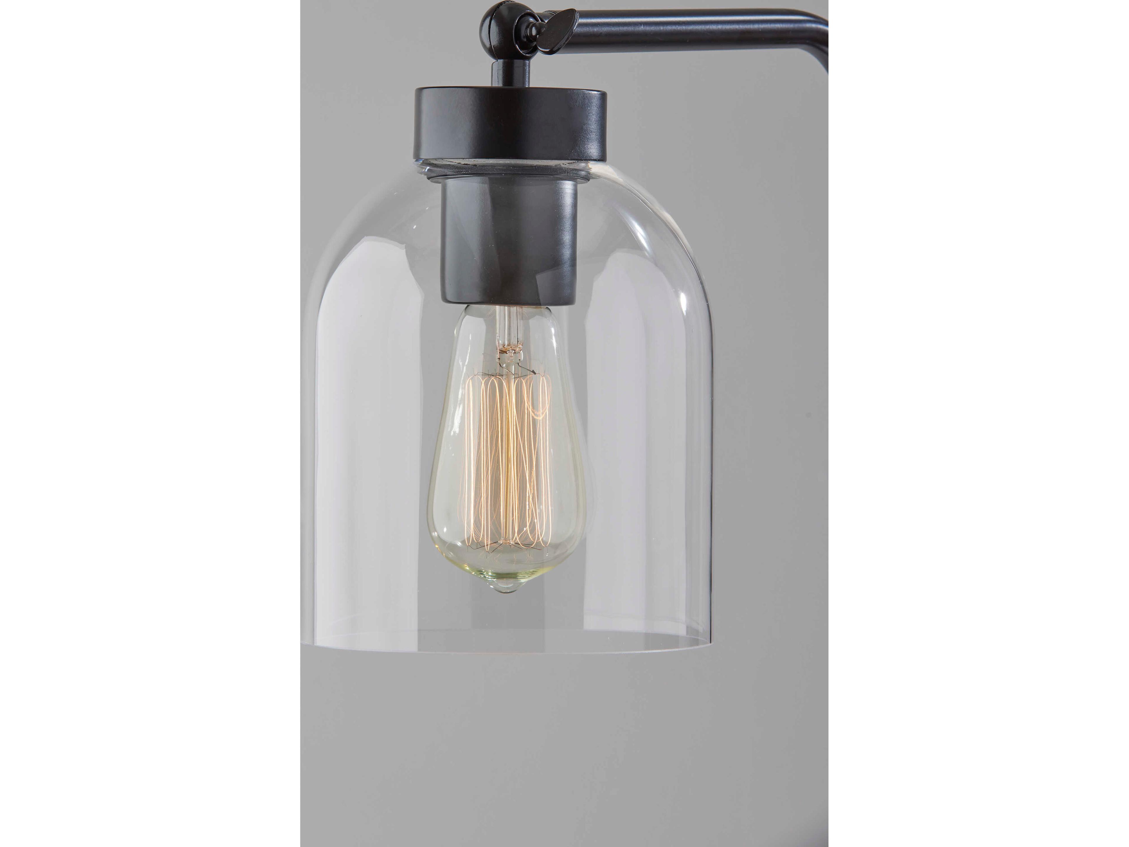 Adesso Bristol Black Clear Glass Floor Lamp