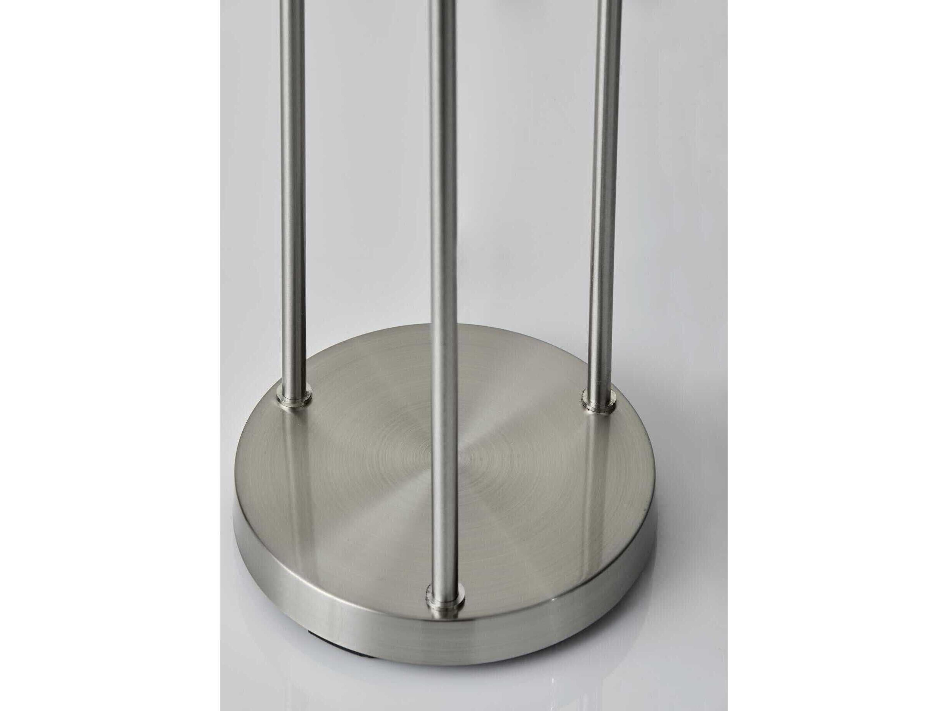 Adesso Trio Brushed Steel White Linen Floor Lamp