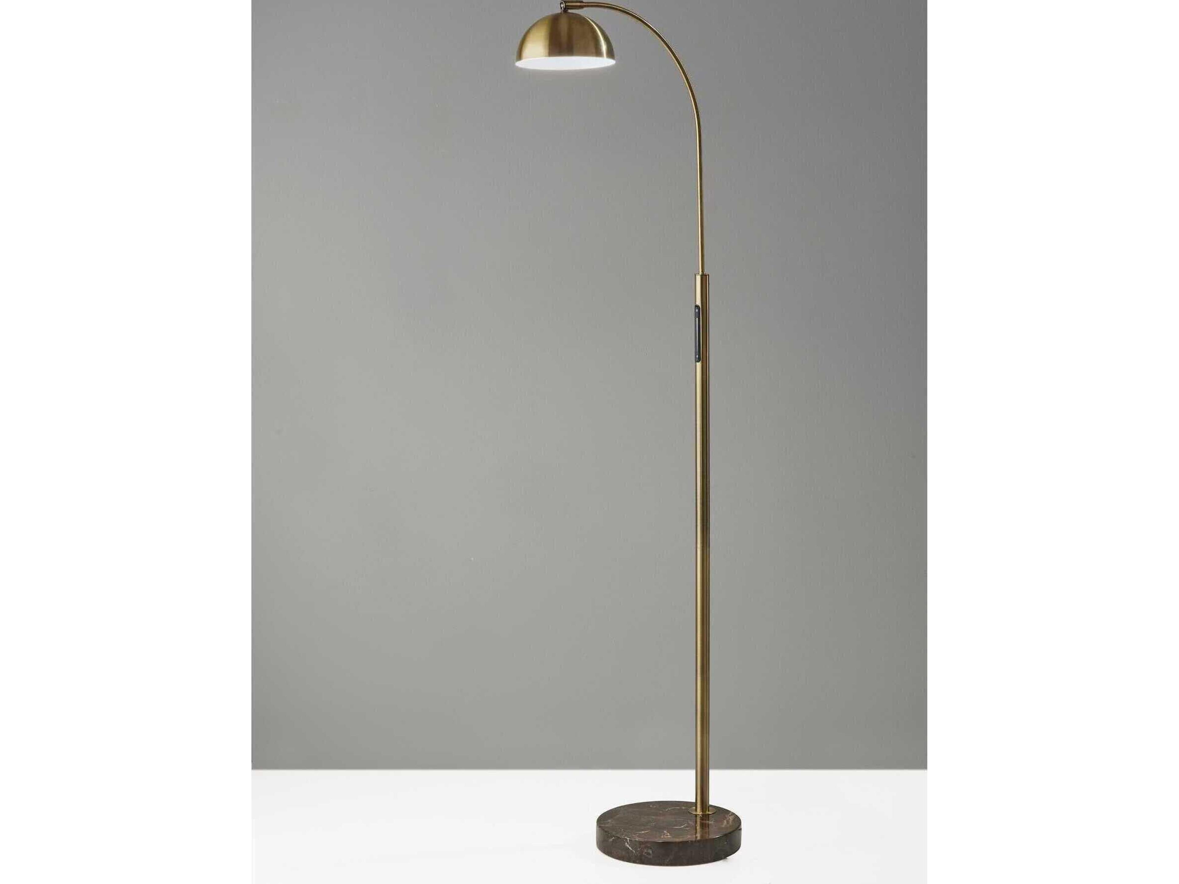 Adesso Bolton Antique Brass Floor Lamp
