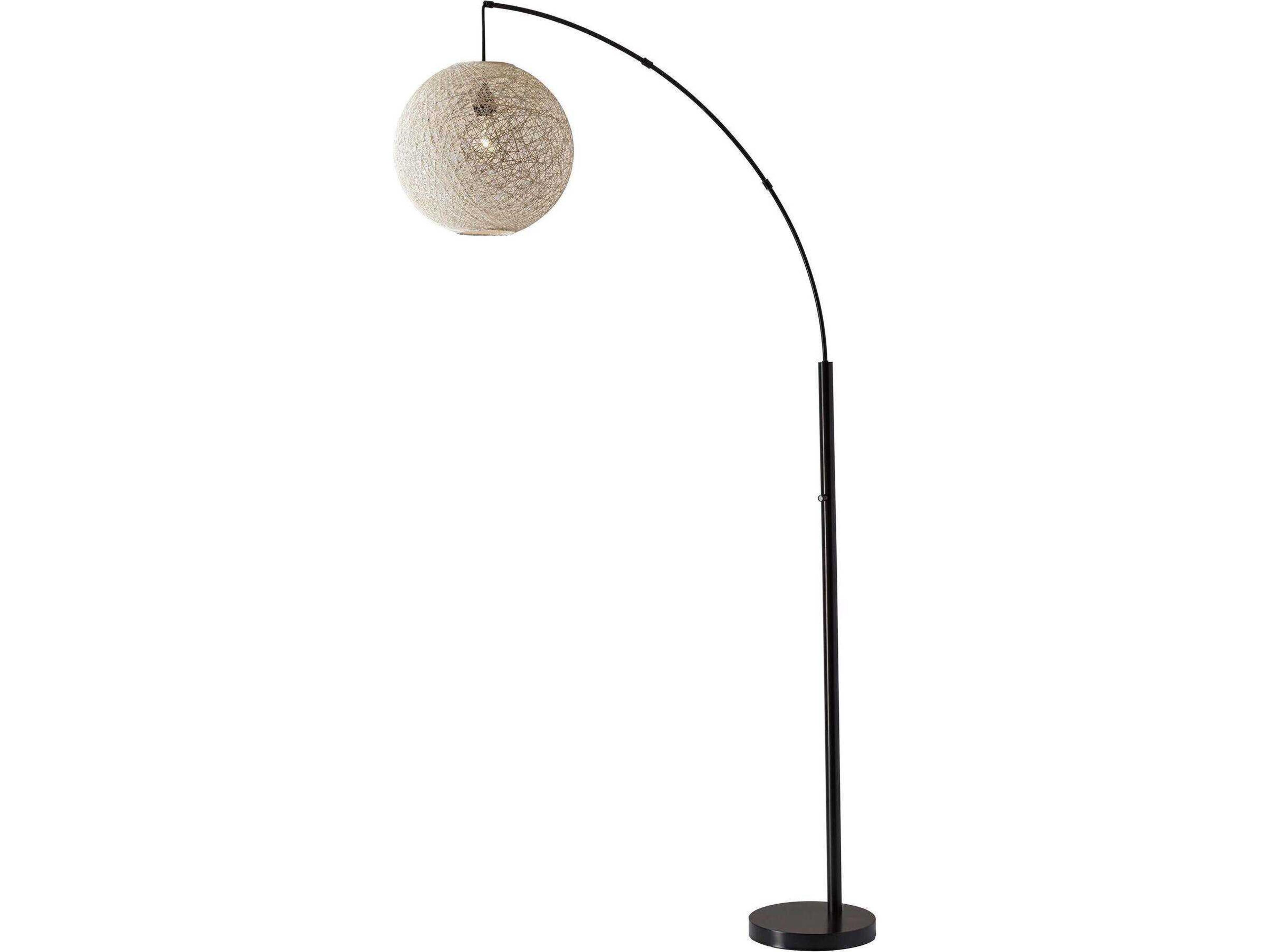 Havana Arc Floor Lamp with Rattan Shade