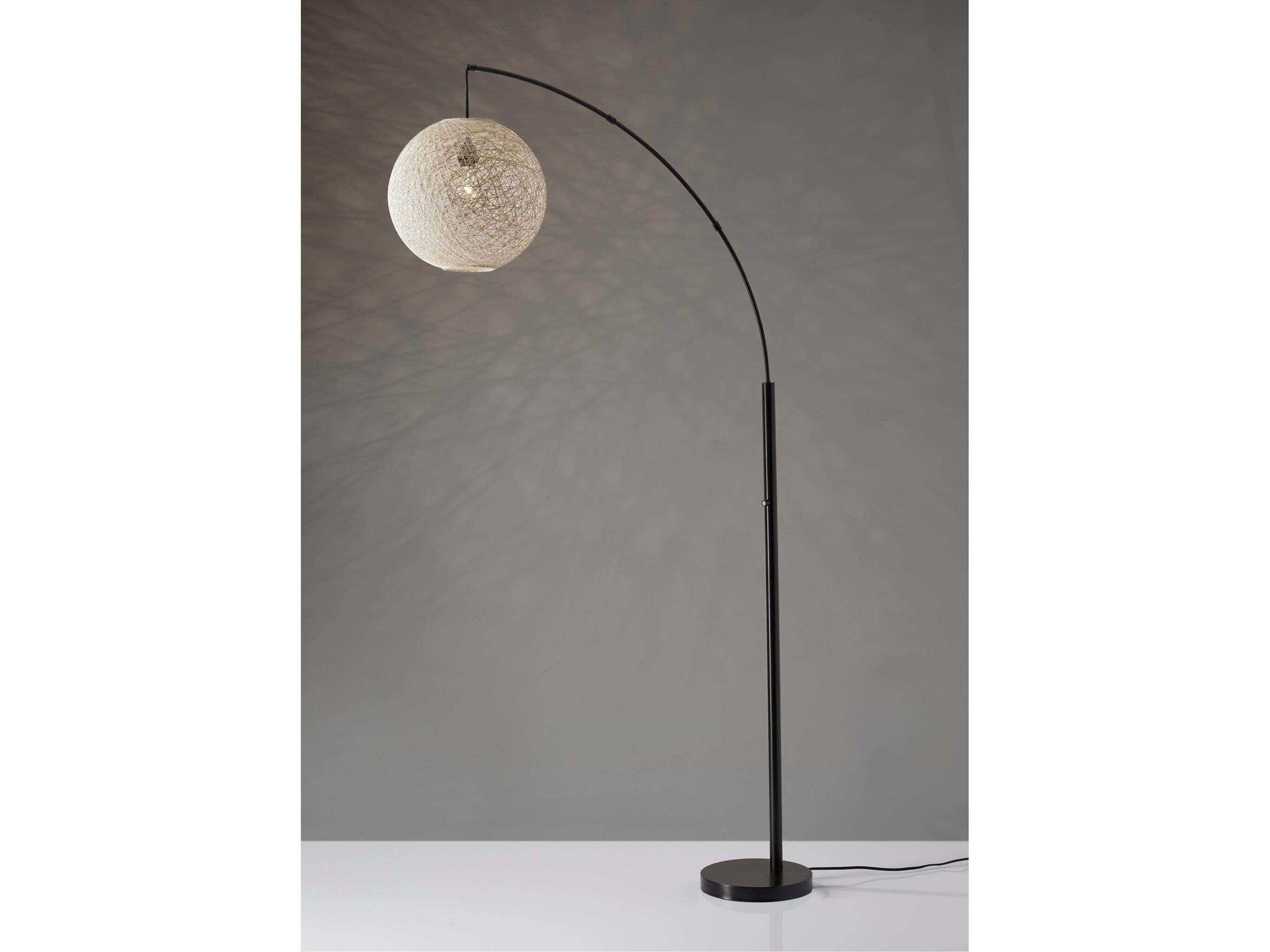 Adesso Havana Bronze Cream Rattan Floor Lamp