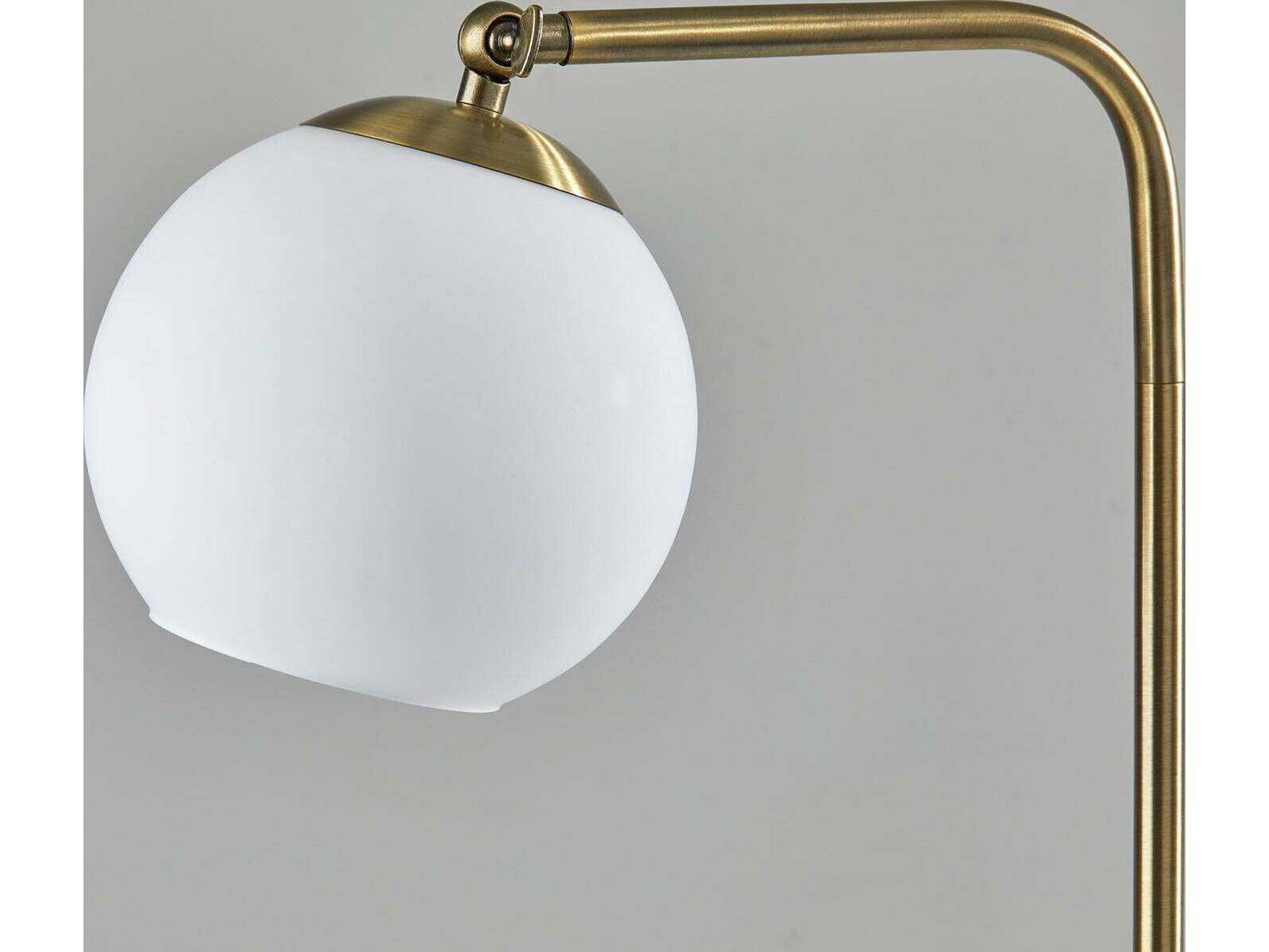 Adesso Remi Antique Brass White Opal Glass Floor Lamp