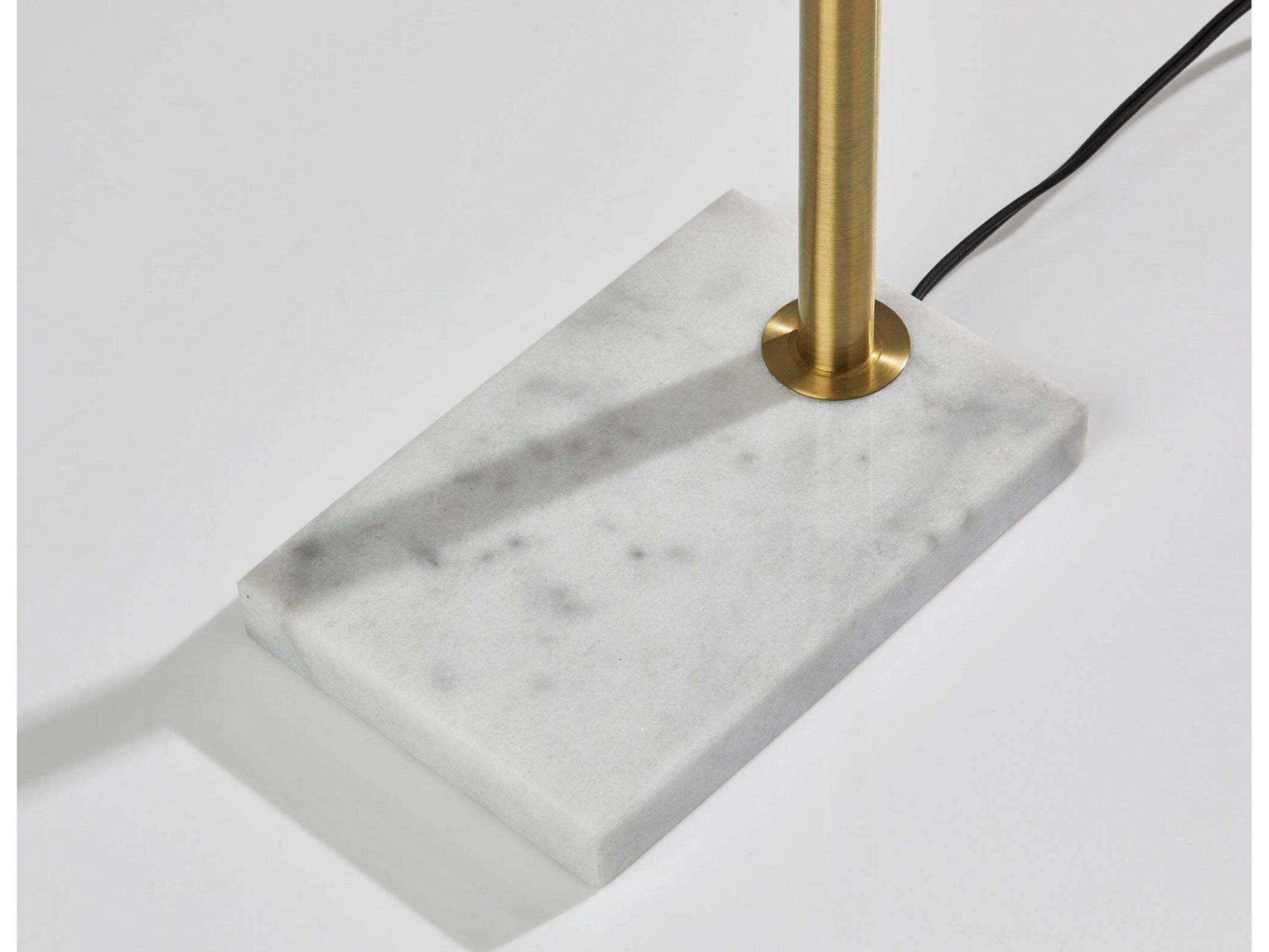 Adesso Remi Antique Brass White Opal Glass Floor Lamp