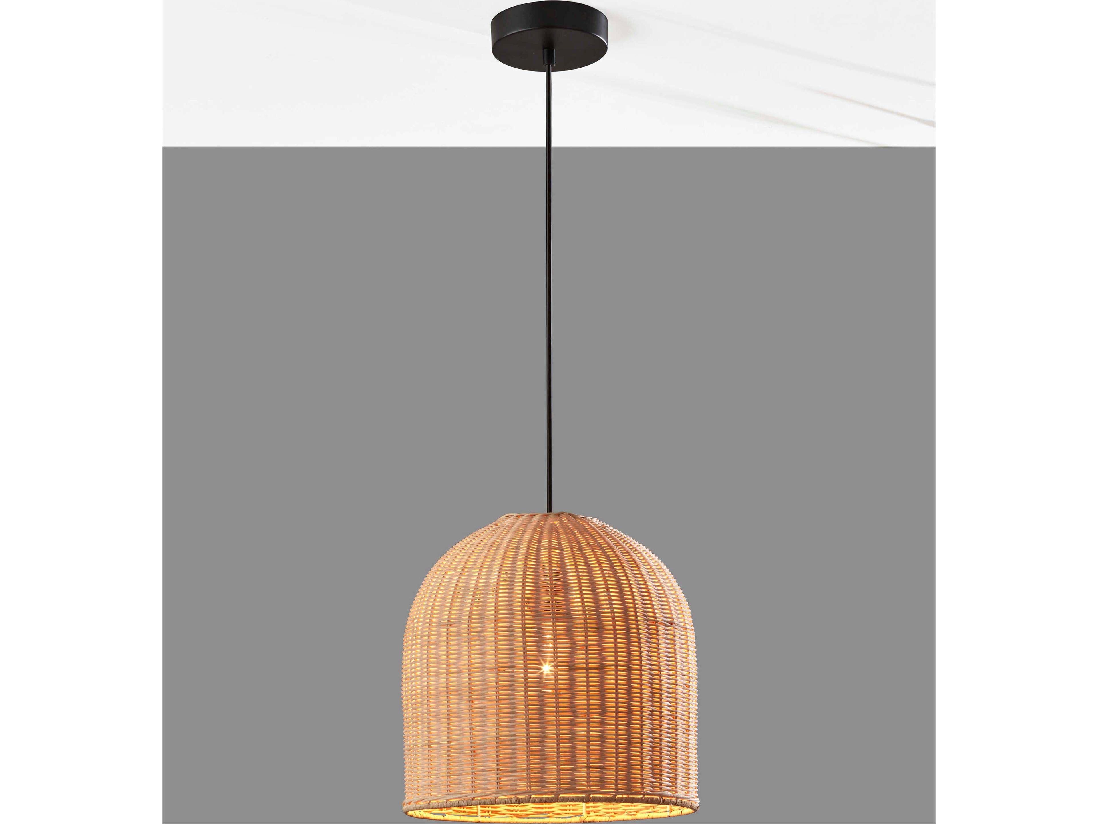 Adesso Bahama Dark Bronze Light Rattan Brown Dome Mini Pendant