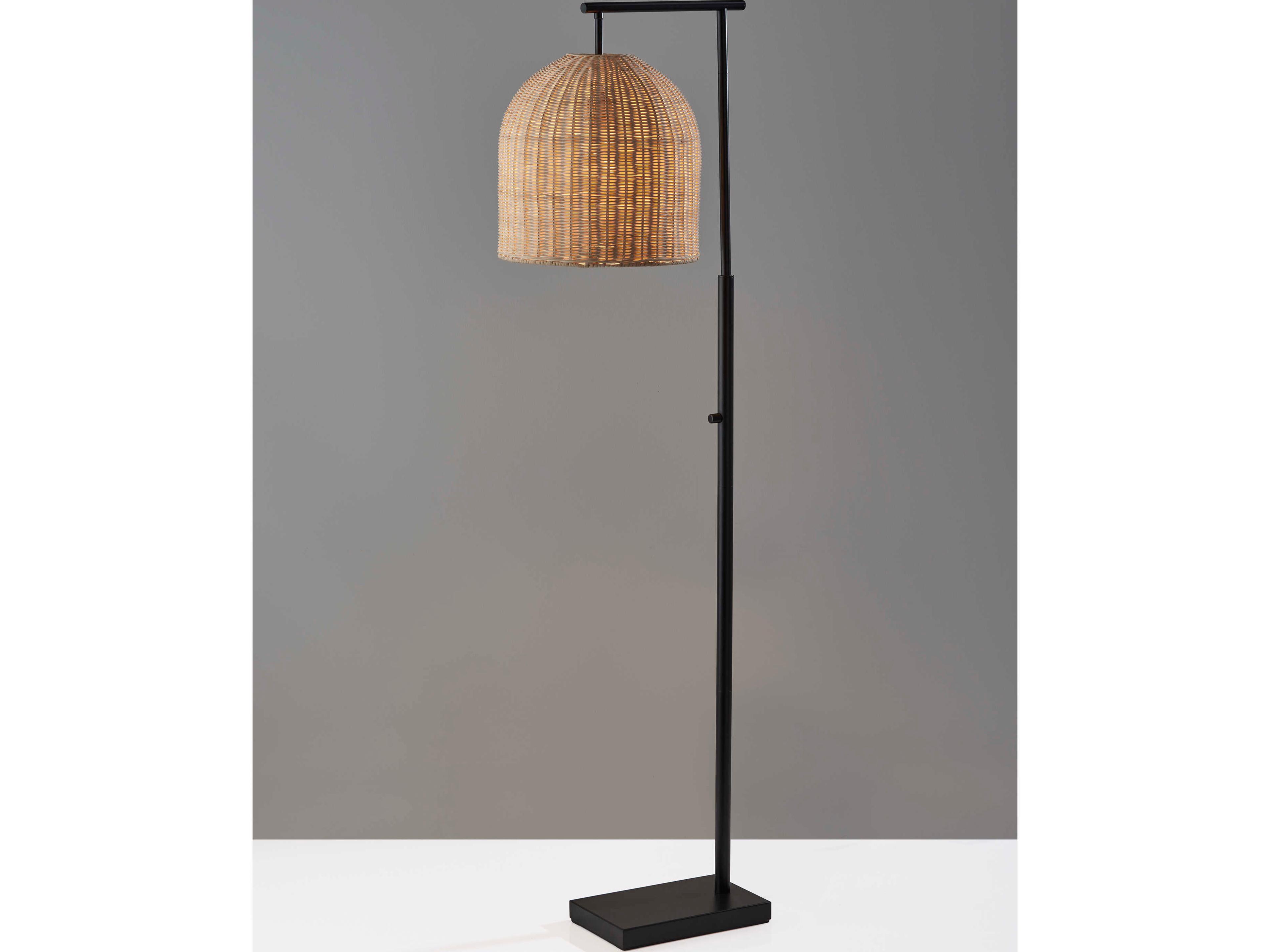 Adesso Bahama Dark Bronze Light Natural Rattan Floor Lamp