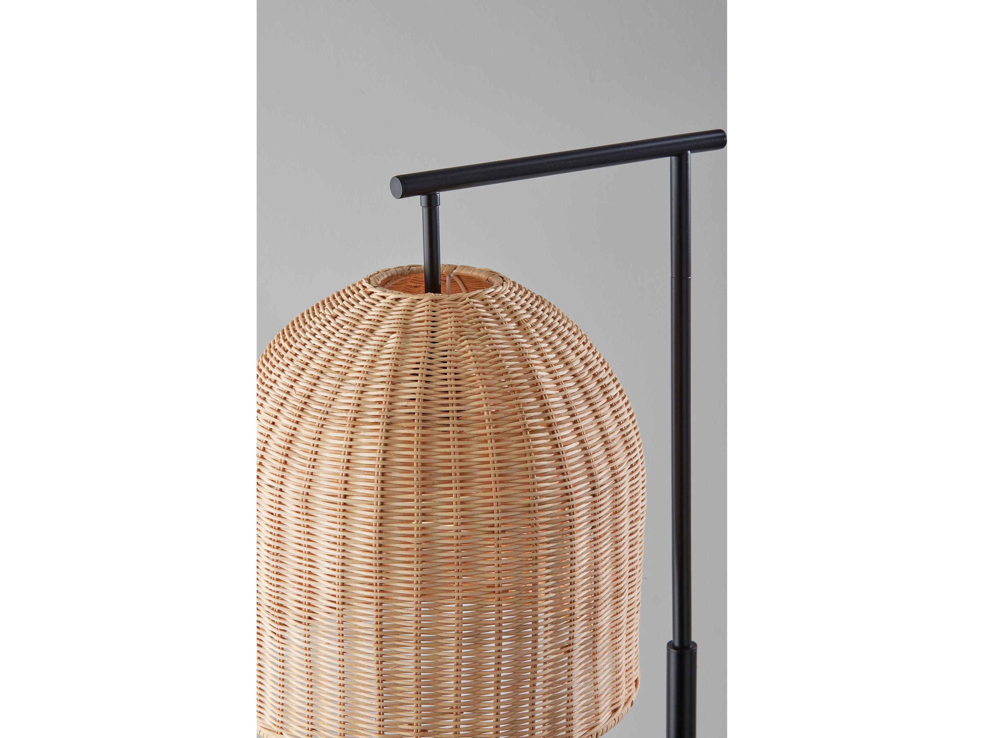 Adesso Bahama Dark Bronze Light Natural Rattan Floor Lamp