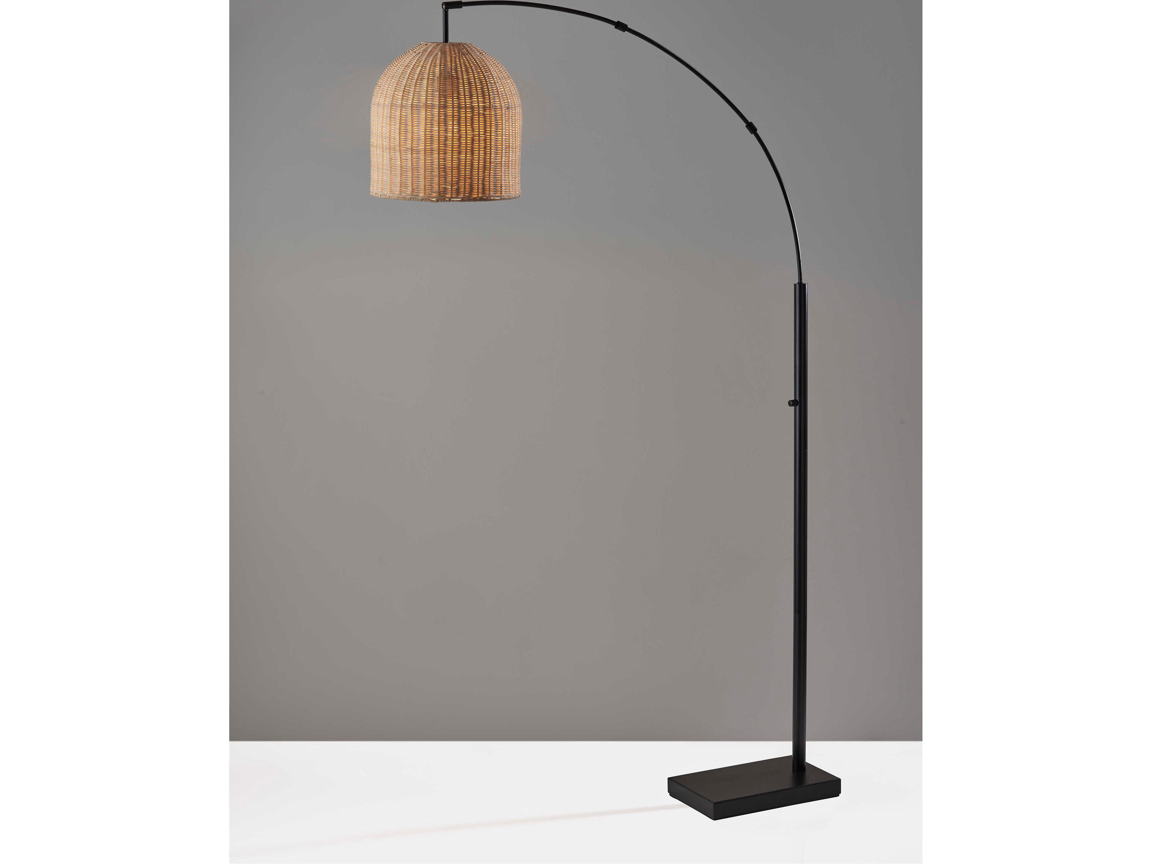 Adesso Bahama Dark Bronze Light Natural Rattan Floor Lamp