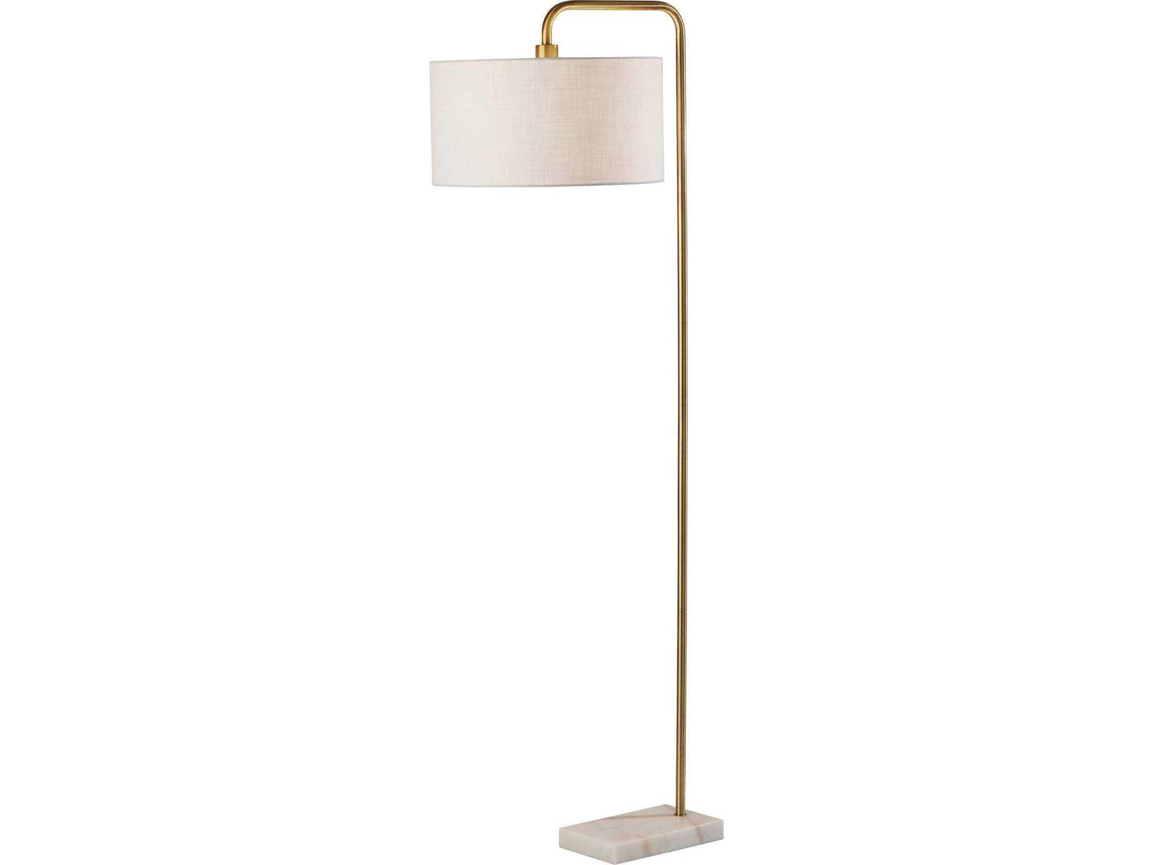 Justine Floor Lamp in Antique Brass and White Marble
