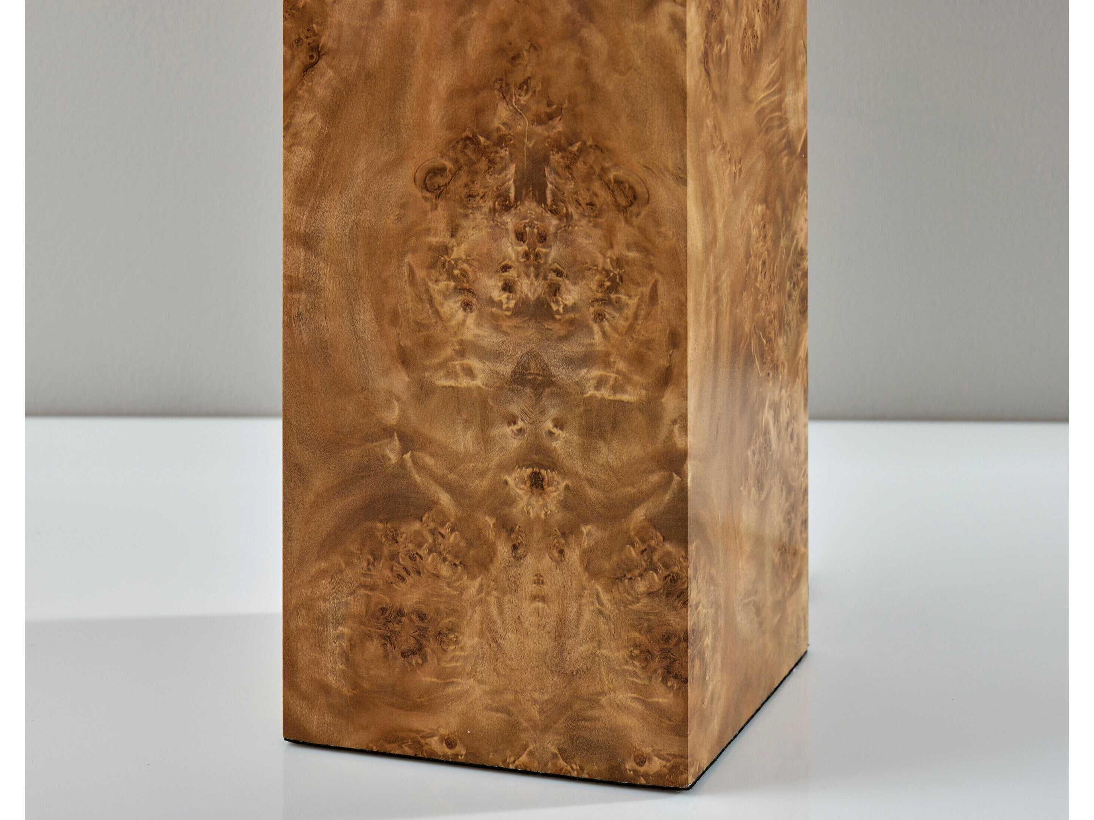 Adesso Frederick Burled Antique Brass White Boucle Fabric Brown Buffet Lamp