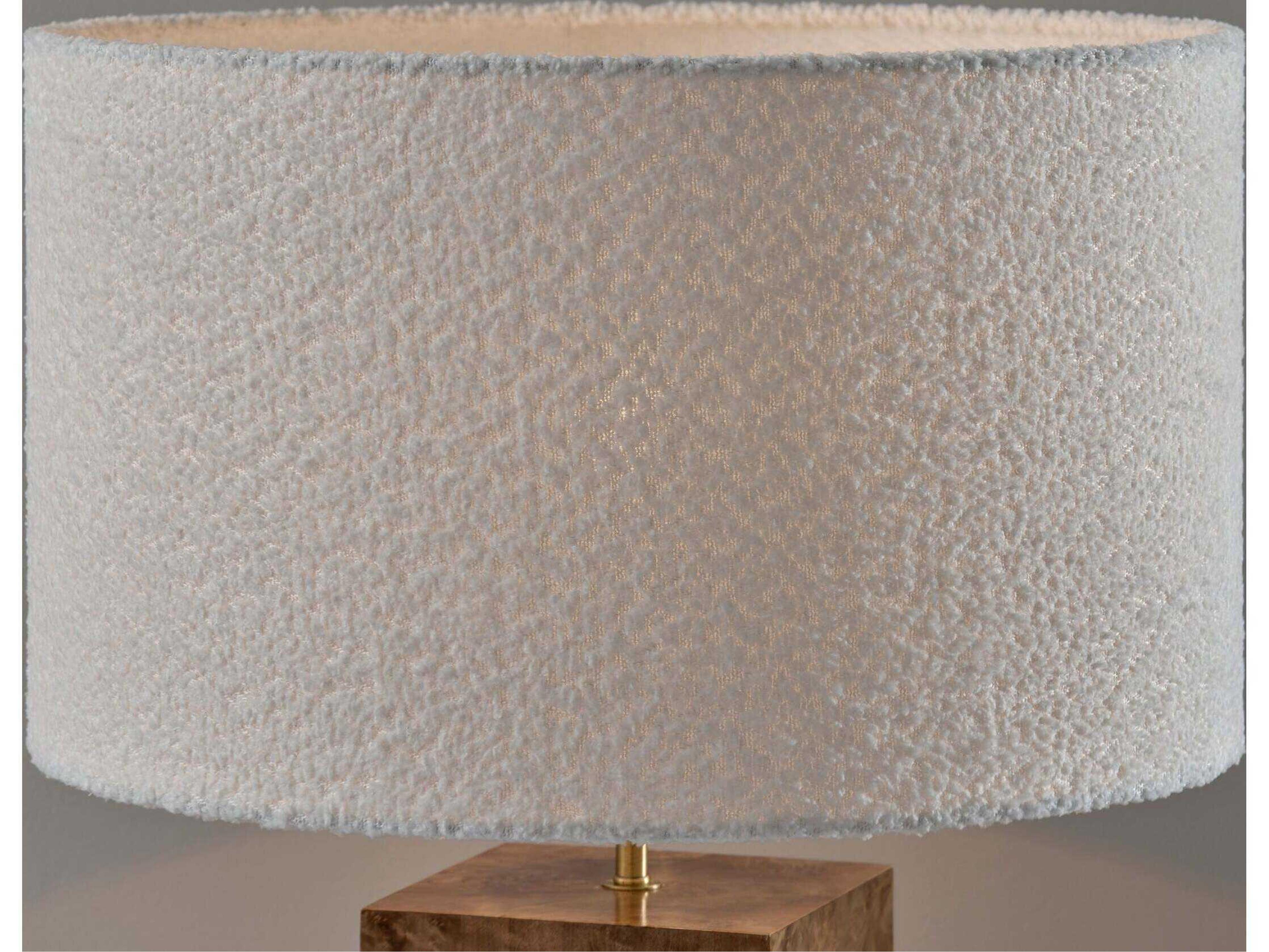 Adesso Frederick Burled Antique Brass White Boucle Fabric Brown Buffet Lamp