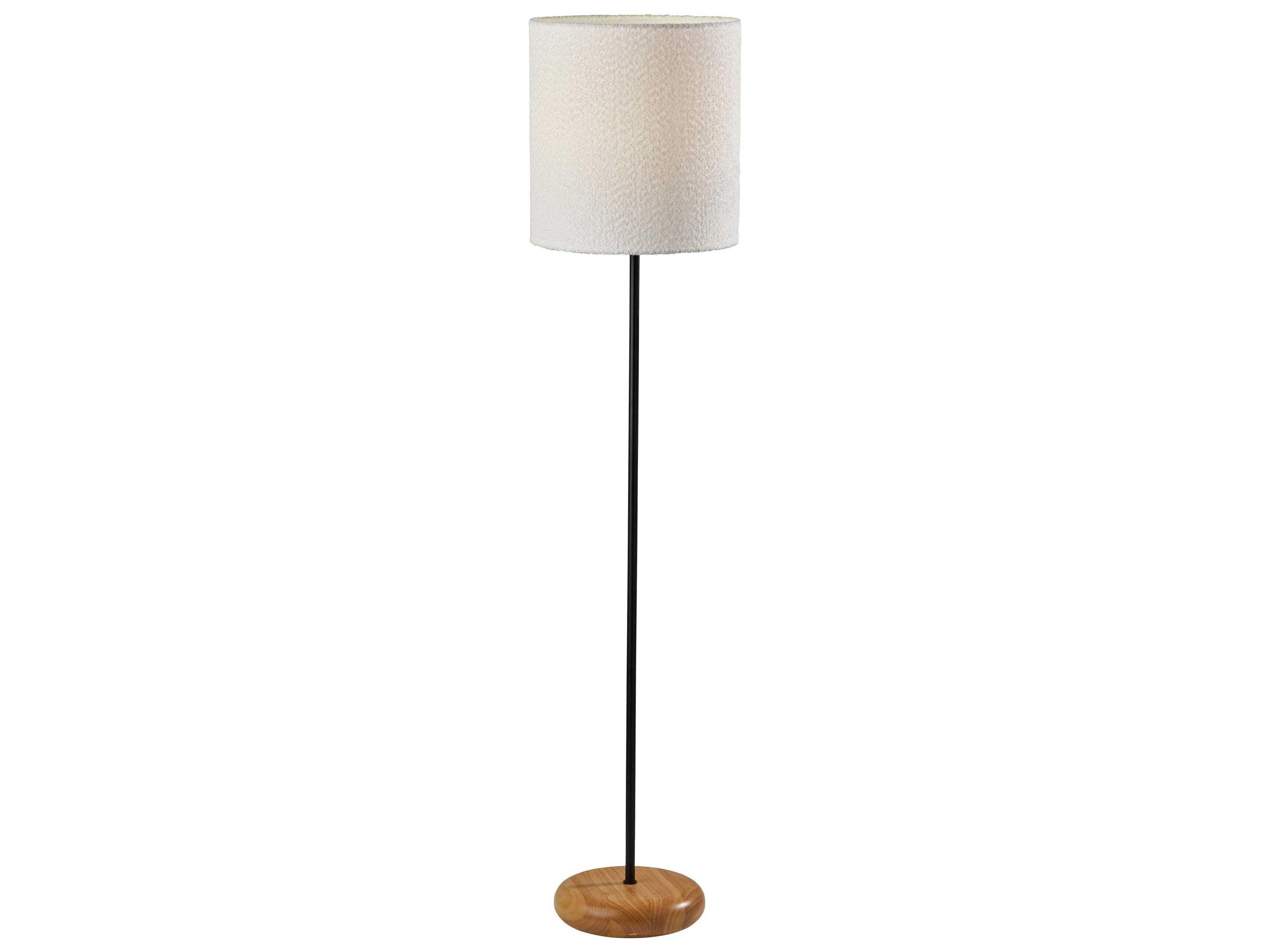 Brielle Floor Lamp in Natural Wood with Boucle Fabric Shade
