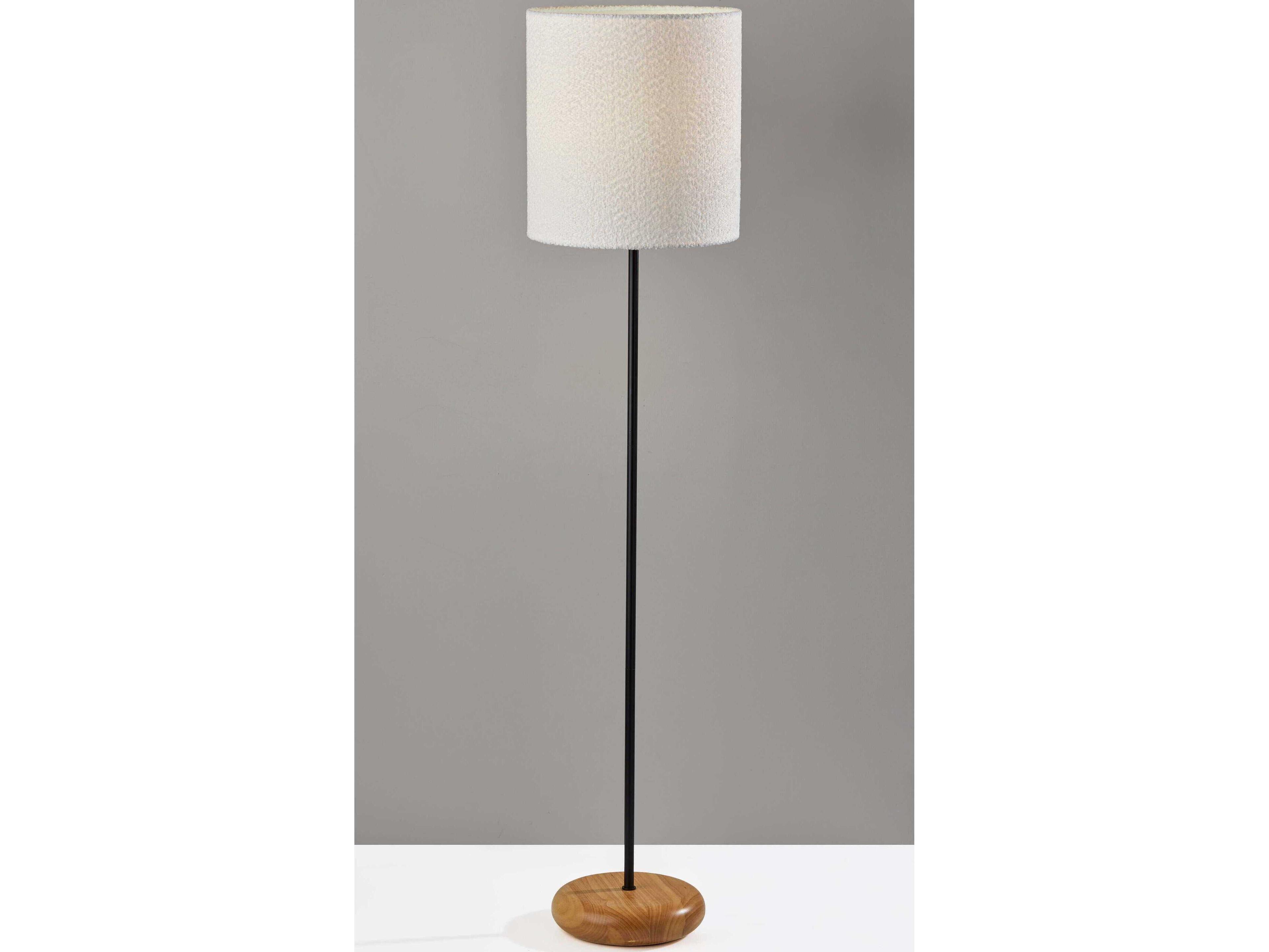 Adesso Brielle Black White Boucle Fabric Floor Lamp