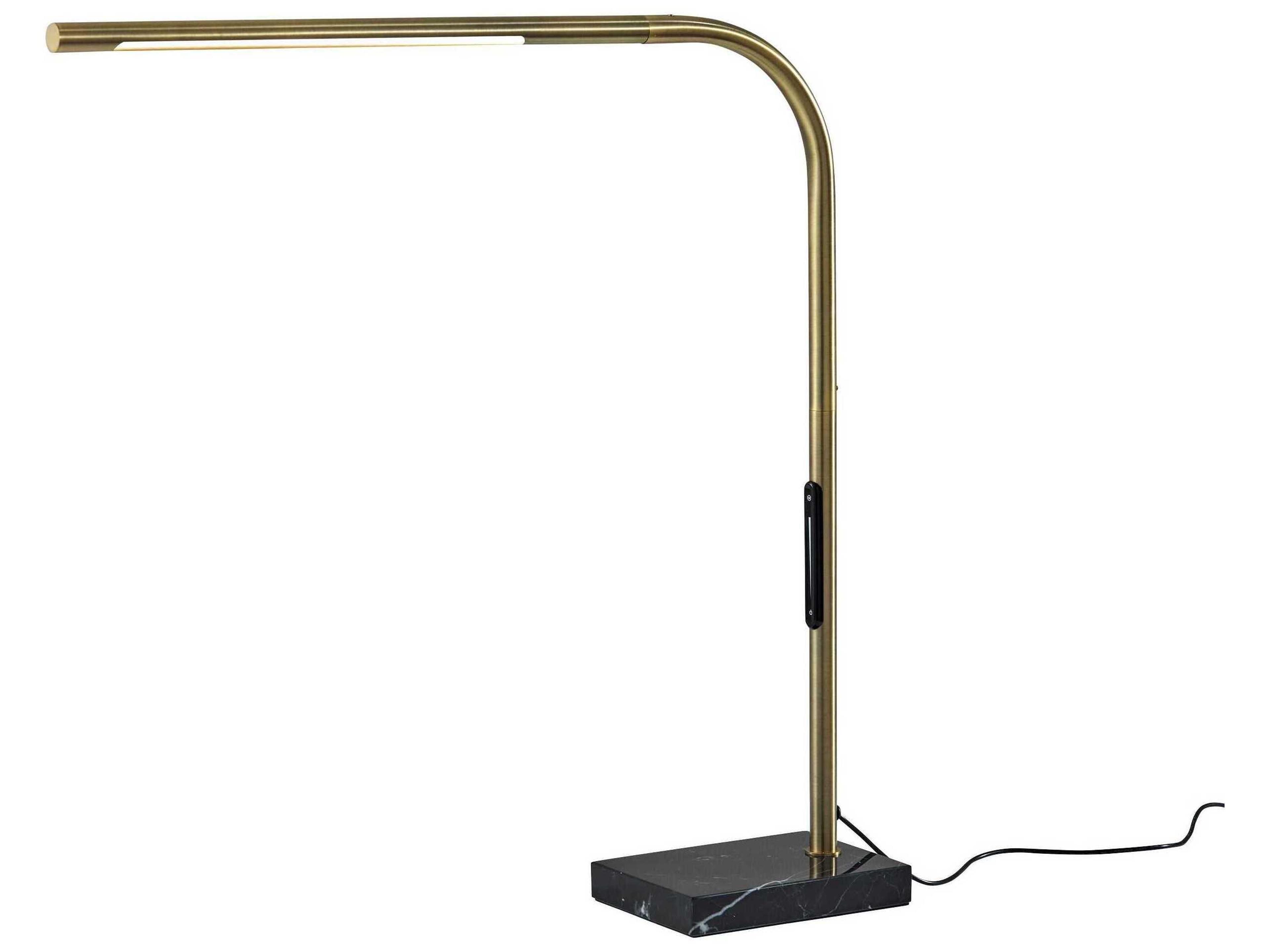 Cullen Antique Brass LED Desk Lamp with Black Marble Base
