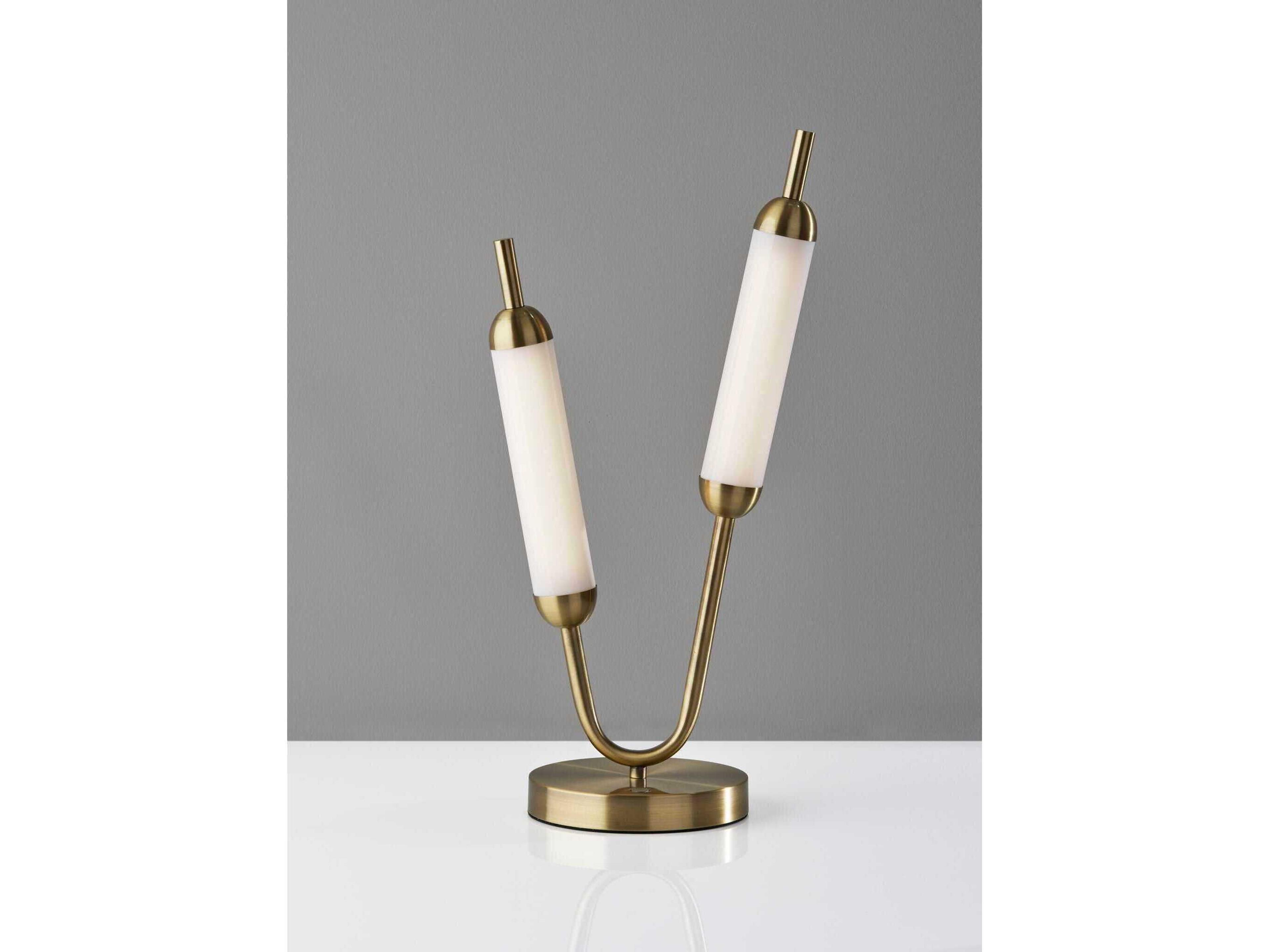 Adesso Pierce Antique Brass Frosted Acrylic Table Lamp