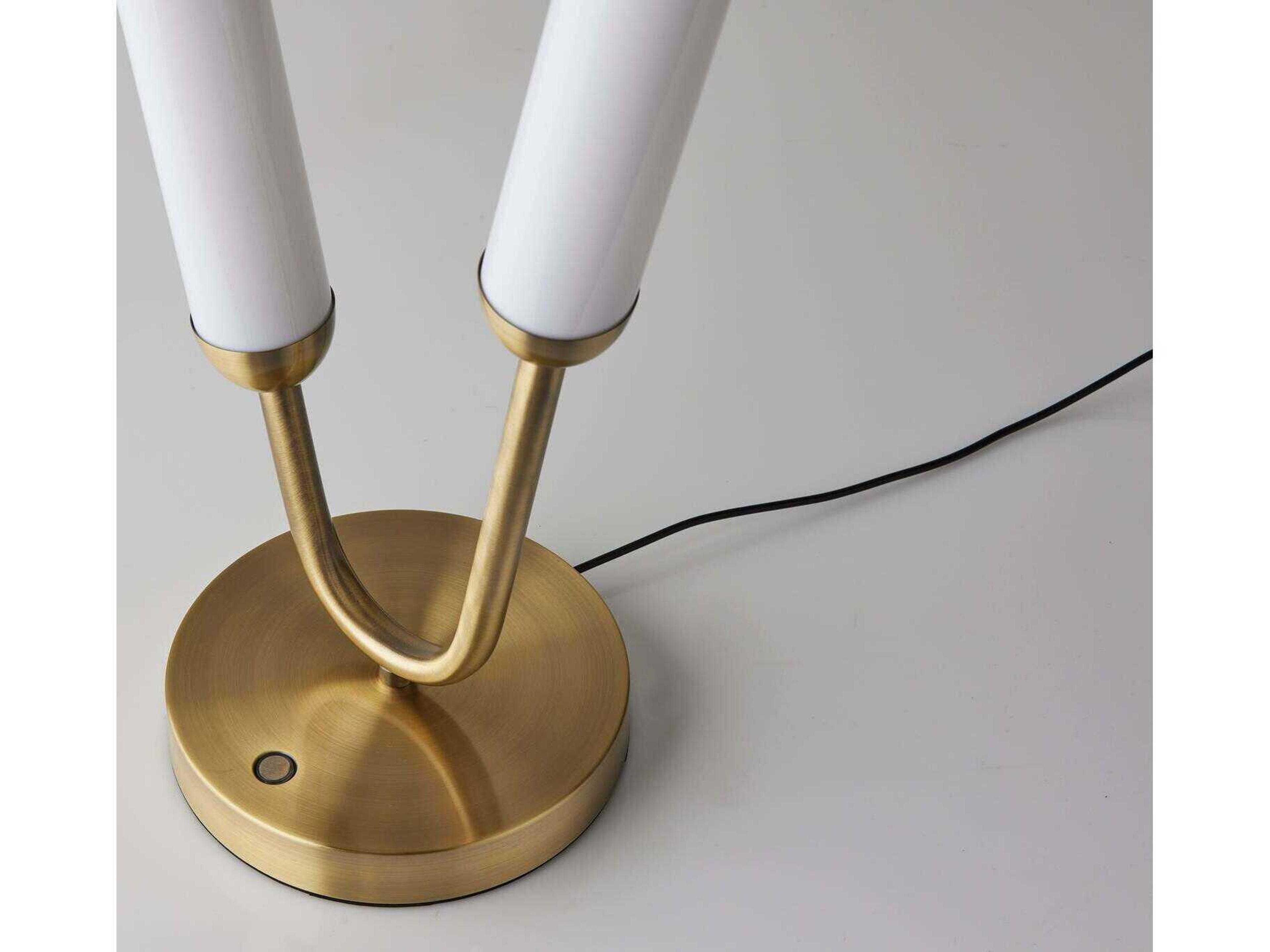 Adesso Pierce Antique Brass Frosted Acrylic Table Lamp