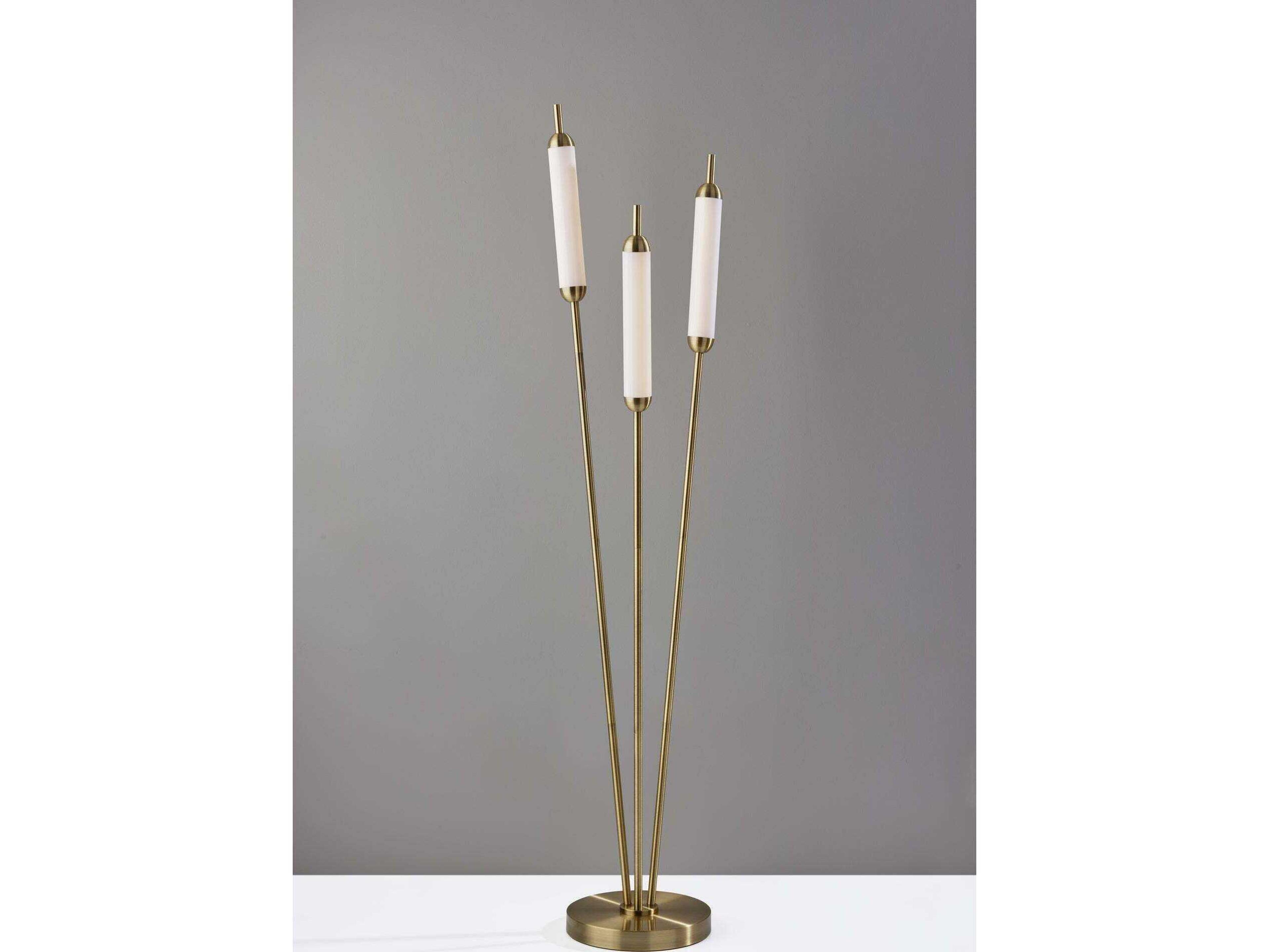 Adesso Pierce Antique Brass Frosted Acrylic Floor Lamp