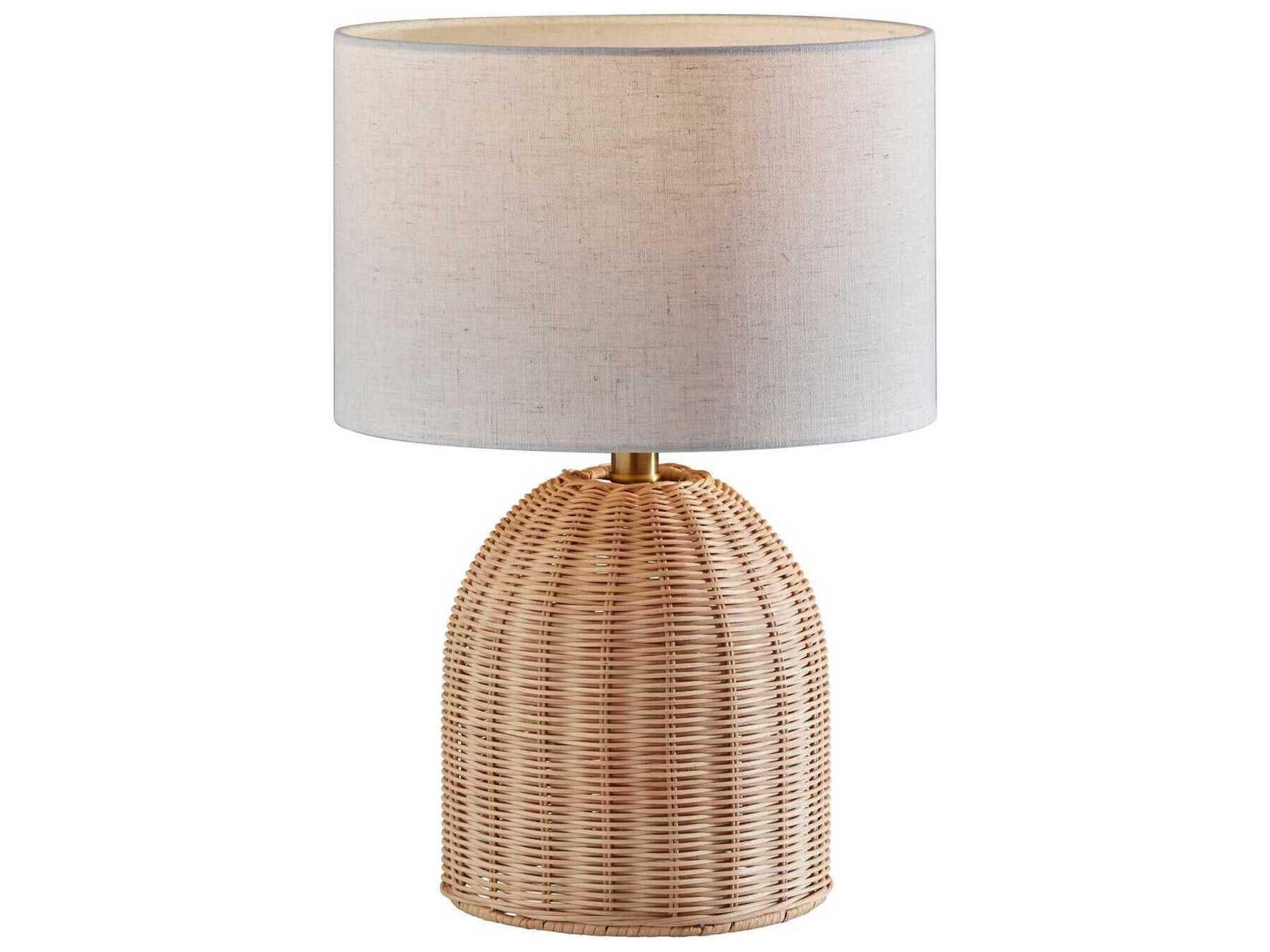 Bali Table Lamp Natural Rattan with Off-White Shade
