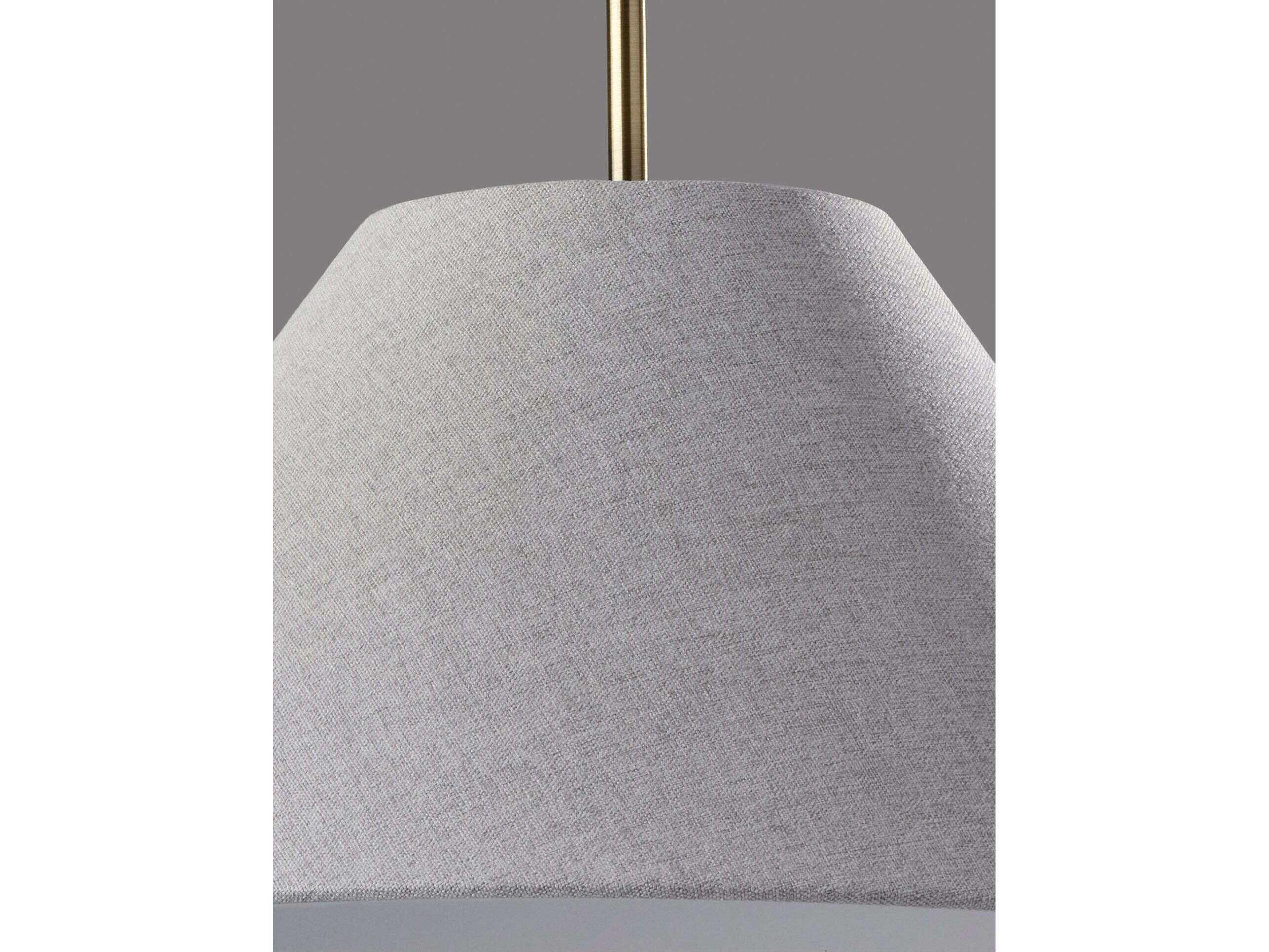 Adesso Hadley Light Grey Textured Antique Brass Drum Pendant